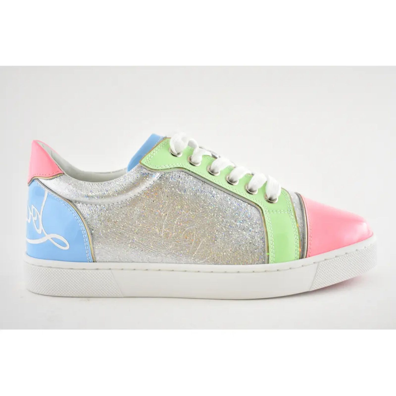 Christian Louboutin Christian Louboutin Pink Silver Blue Low Top Sneaker 38.5 Size US 8.5 / IT 38.5 - 2 Thumbnail