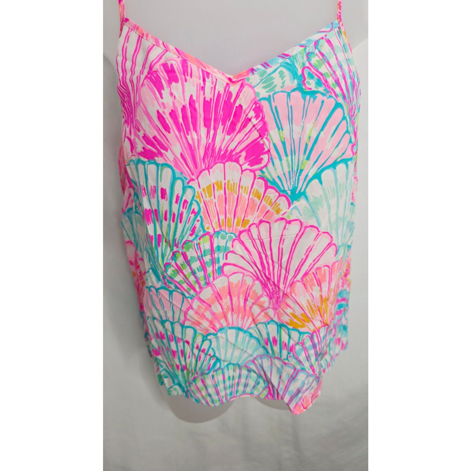 Lilly Pulitzer Lilly Pulitzer 100% Silk Oh Shello Dusk Spaghetti Strap Top Size XXS / US 00 / IT 34 - 4 Thumbnail