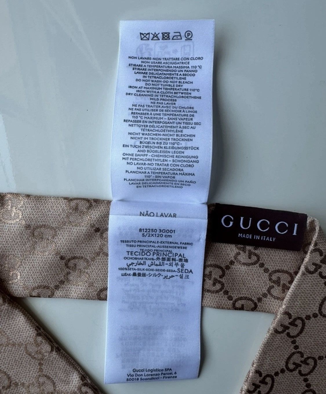 Gucci Gucci Bandeau Silk Scarf Pink GG Logo 5/120cm! Size ONE SIZE - 8 Thumbnail