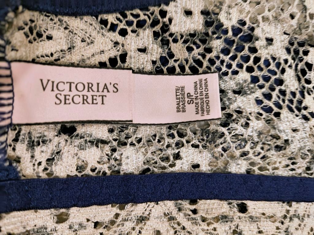 Victoria's Secret Women's Victoria's Secret Bralette S Beige Blue Lace Size ONE SIZE - 4 Thumbnail