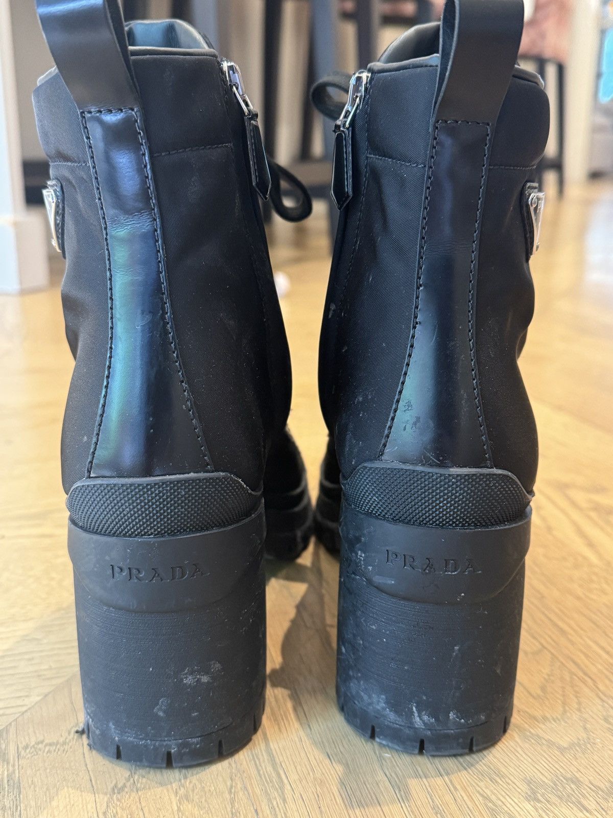 Prada Prada Re-Nylon Heeled Combat Boots – Black – Size 40 Size US 10 / IT 40 - 4 Thumbnail
