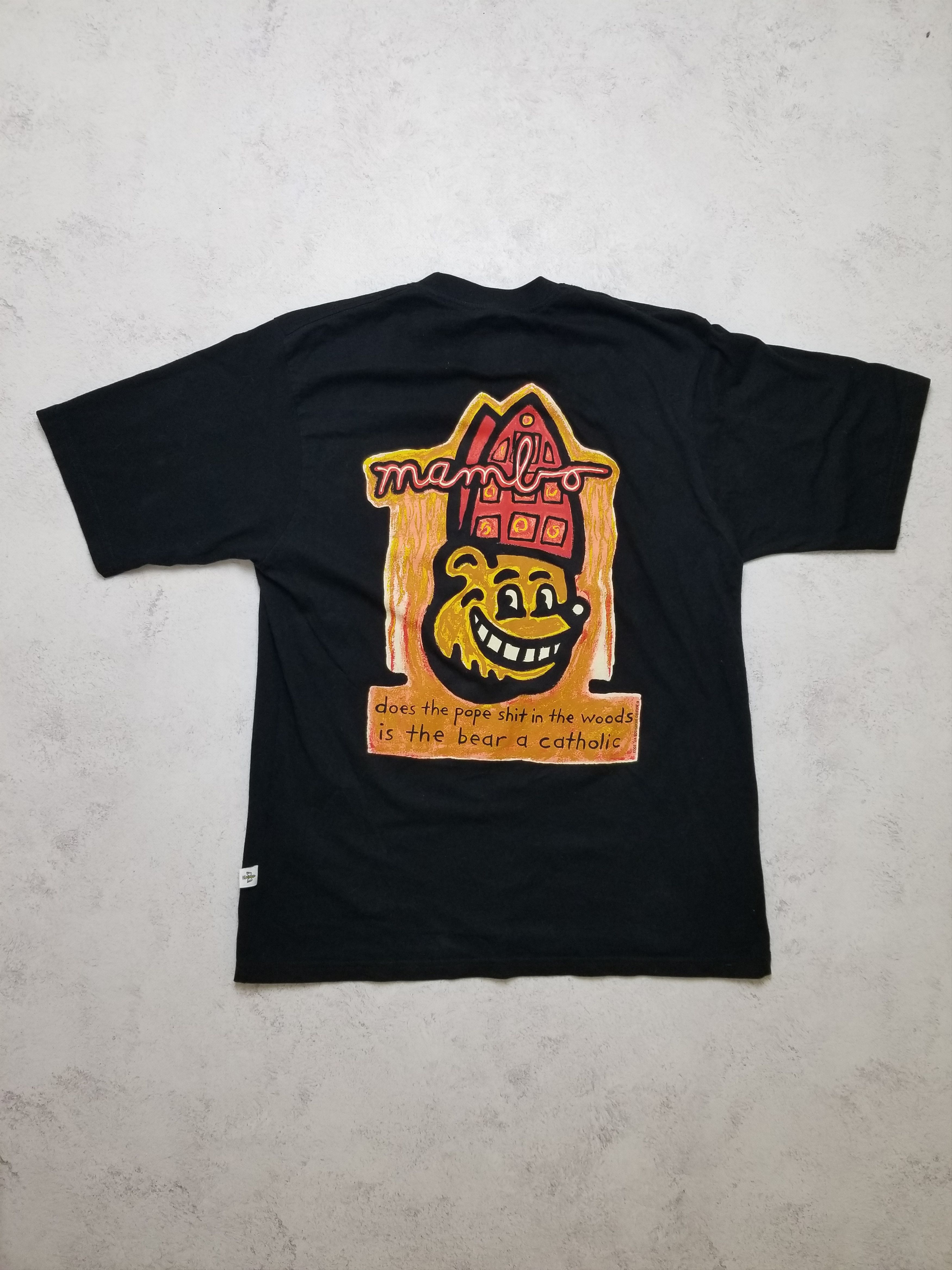 Vintage Mambo 2000 Pope and Bear Black T-shirt Tee