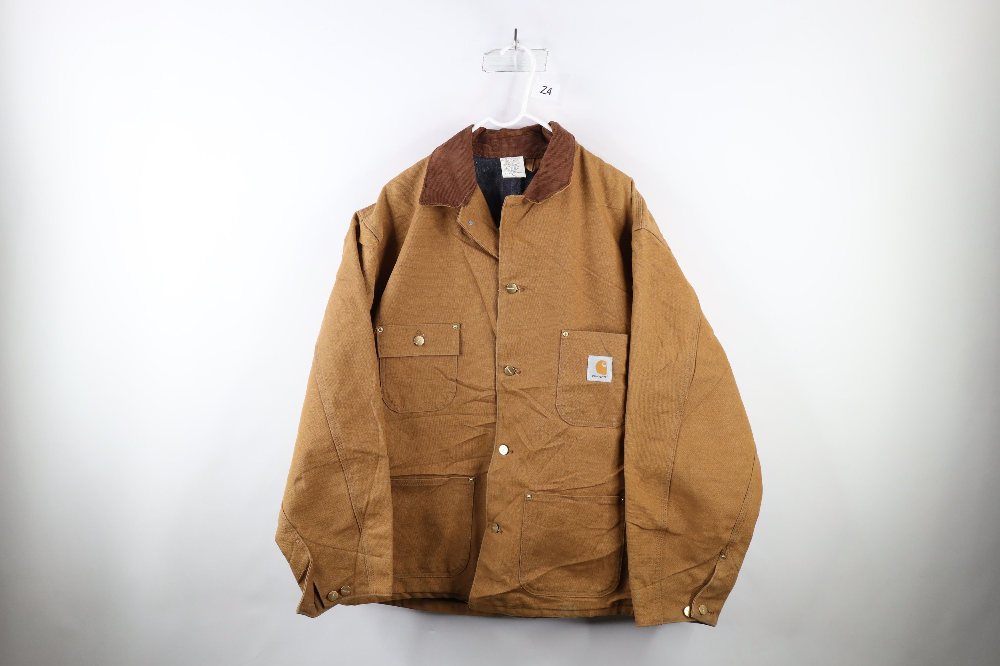 image of 90's Carhartt Lined Chore Barn Jacket Duck Brown Usa in Beige, Men's (Size 2XL)