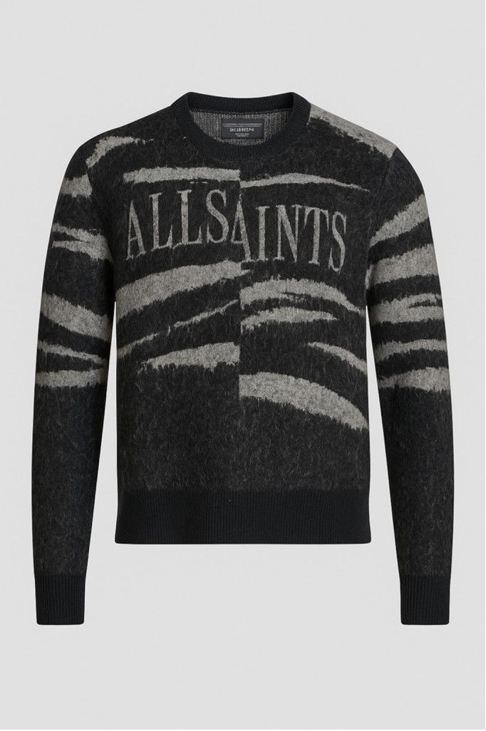 Allsaints AllSaints Oversized Mohair Sweater in Gray + Black Abstract Size US L / EU 52-54 / 3 - 2 Thumbnail