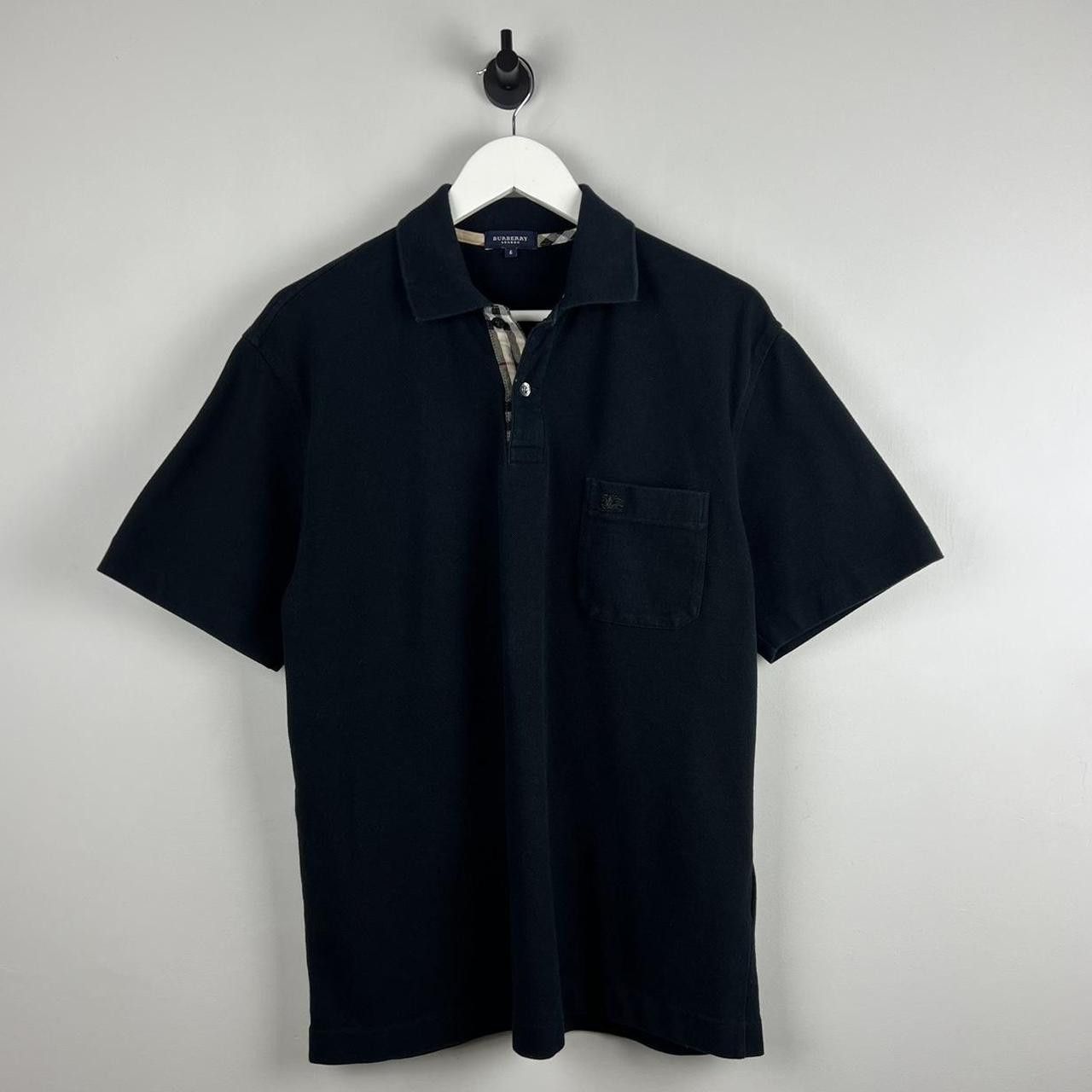 image of 00’S Burberry Logo Polo Shirt in Black, Men's (Size Medium)