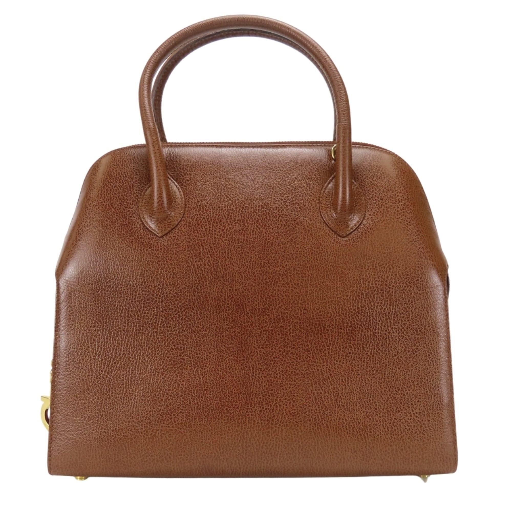 Salvatore Ferragamo Gancini Leather Handbag, Brown, Women's