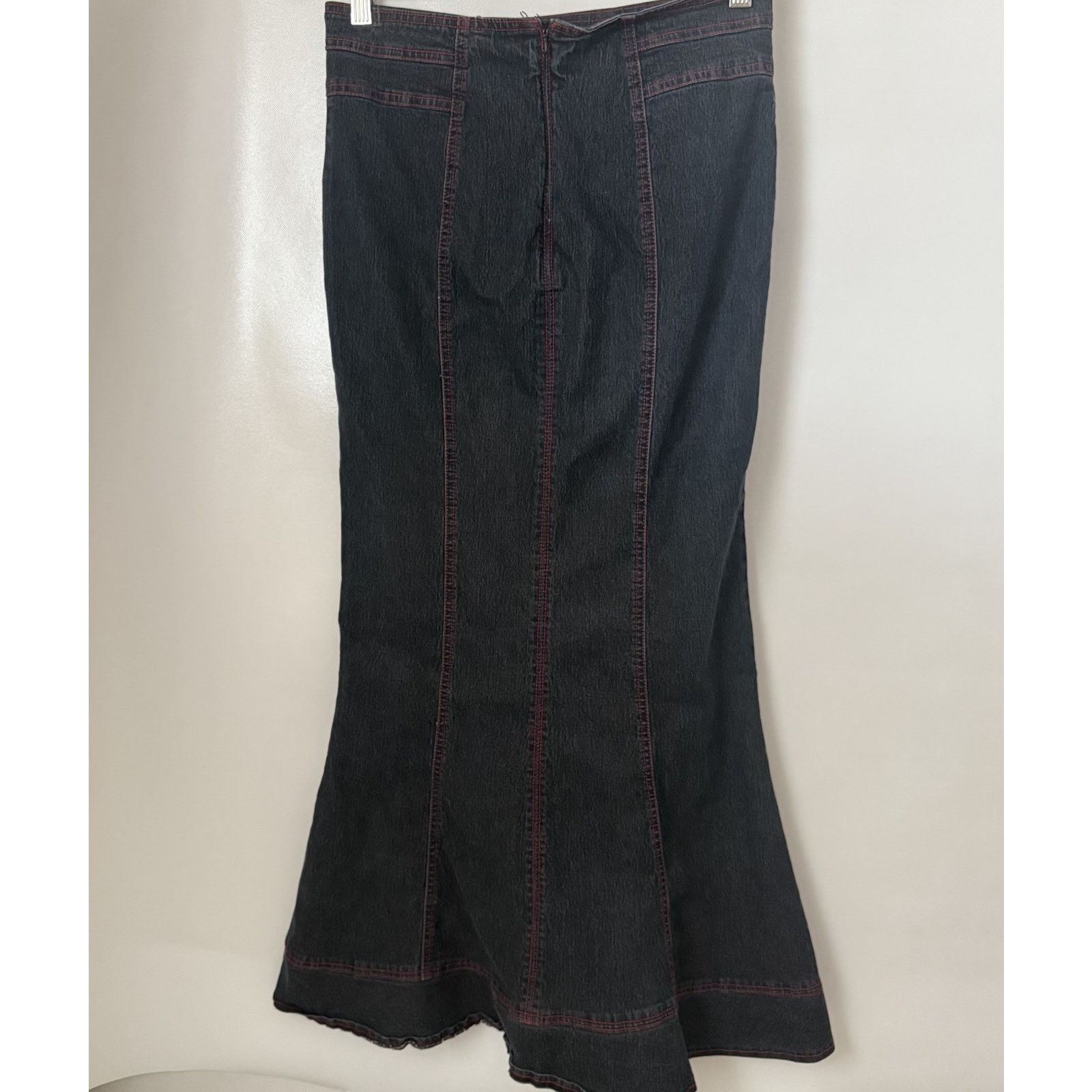 Other Vintage Y2K Bisou Bisou Denim Mermaid Western Maxi Skirt Size 27" / US 4 / IT 40 - 2 Thumbnail