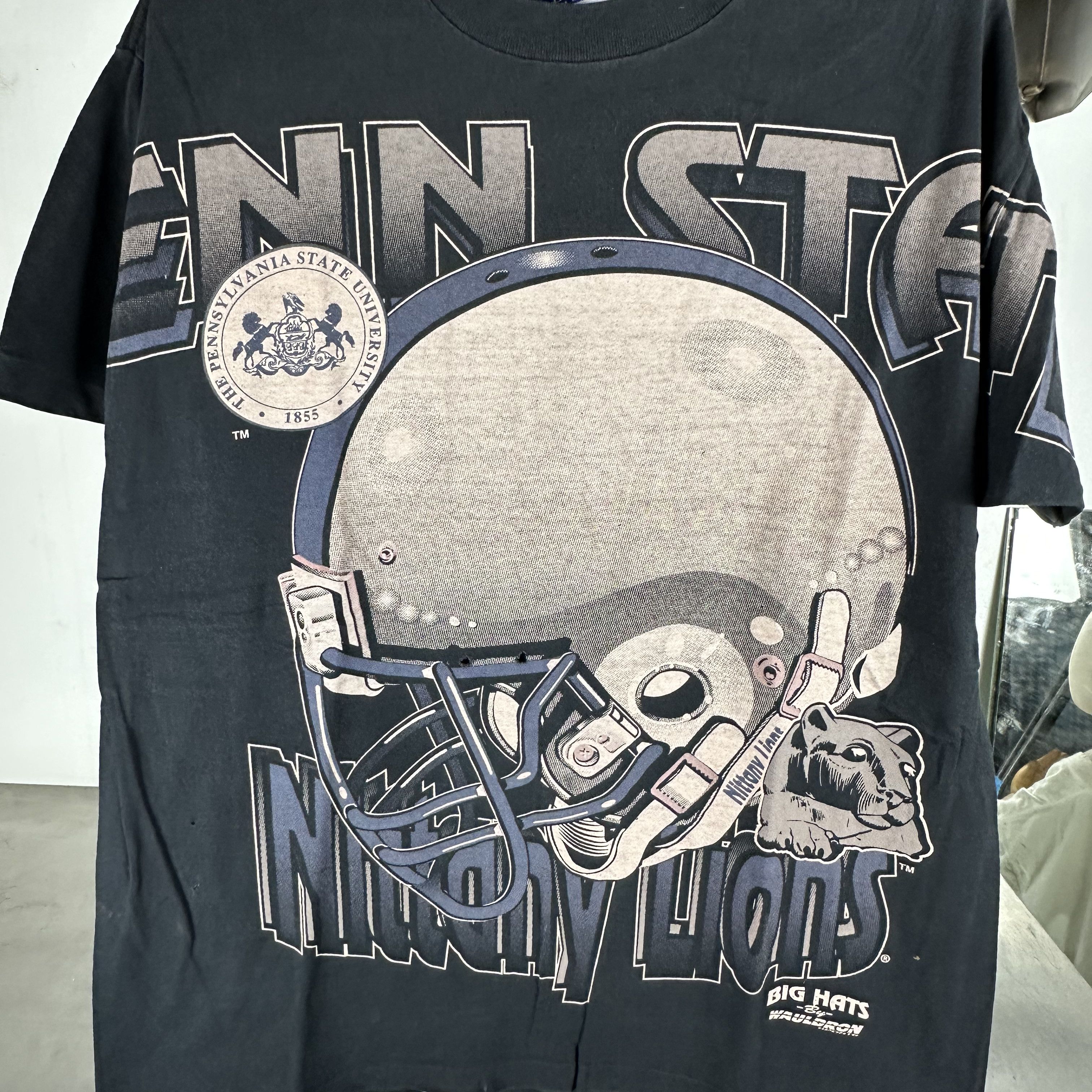 Vintage 90s Penn State Nittany Lions NCAA Big Hats Wauldron T-Shirt Size US XL / EU 56 / 4 - 2 Thumbnail