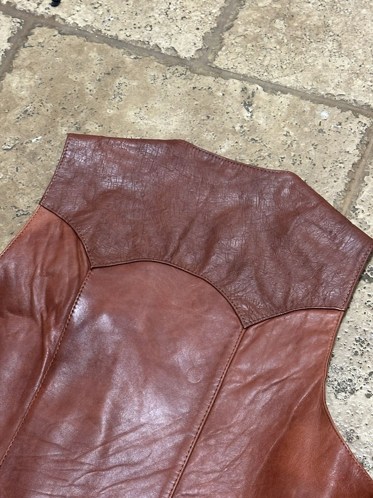 Other Concord 80’s Genuine Leather Vest Ostrich Cuervo Rust Size L / US 10 / IT 46 - 8 Thumbnail