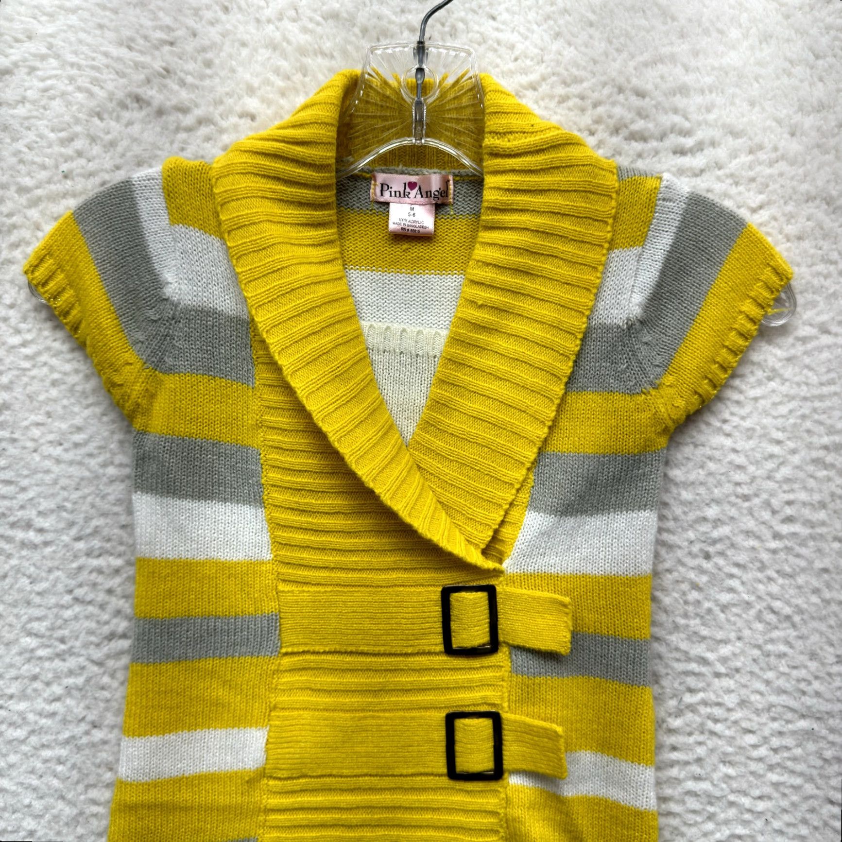 Vintage VINTAGE Y2K Pink Angel Top XS Yellow Striped Knit Cap Sleeve McBling Preppy Fairy Grunge Shirt Womens XS Size XS / US 0-2 / IT 36-38 - 3 Thumbnail