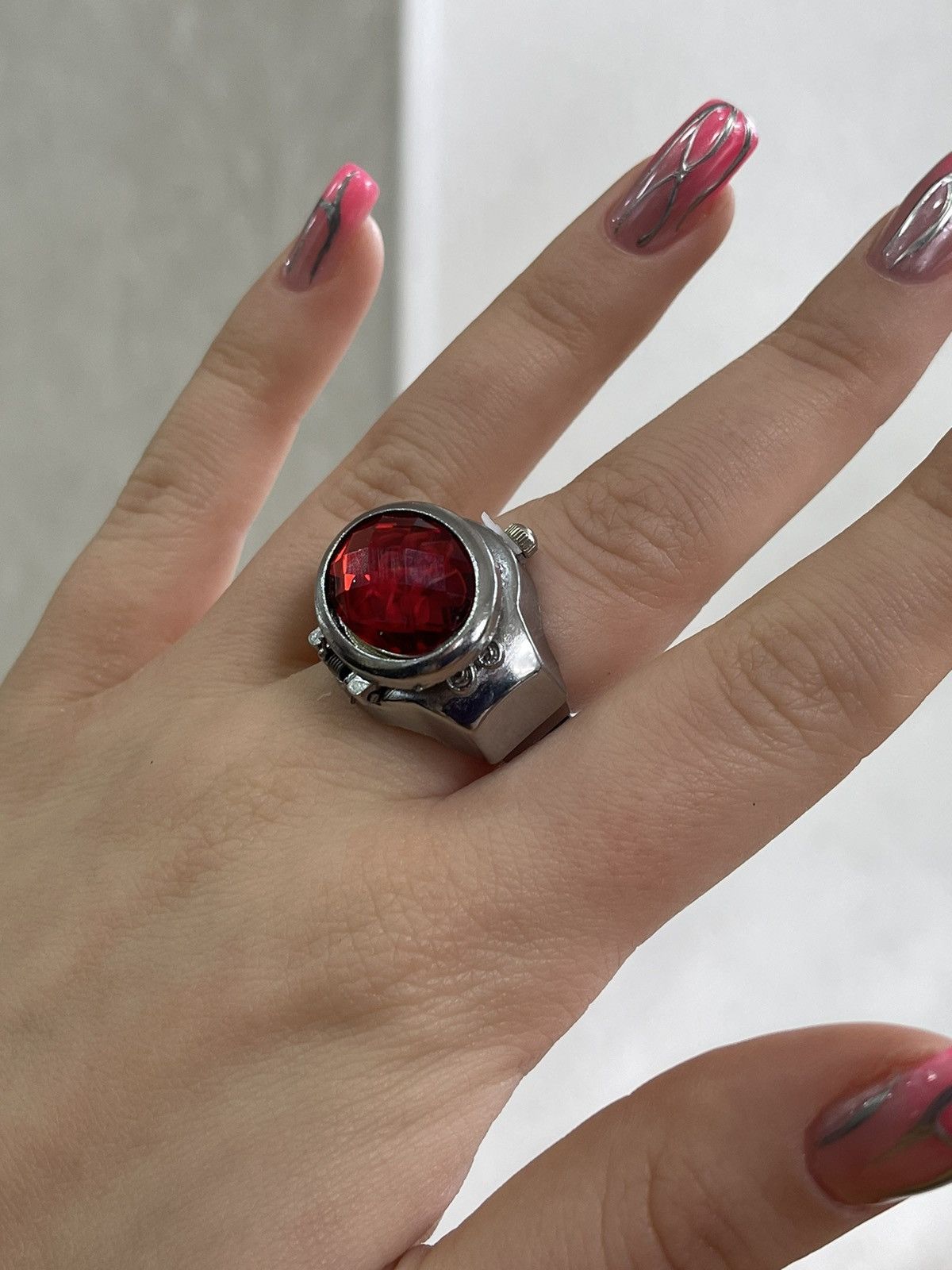 Vintage Watch ring avant-garde style red stone hype Size ONE SIZE - 4 Thumbnail