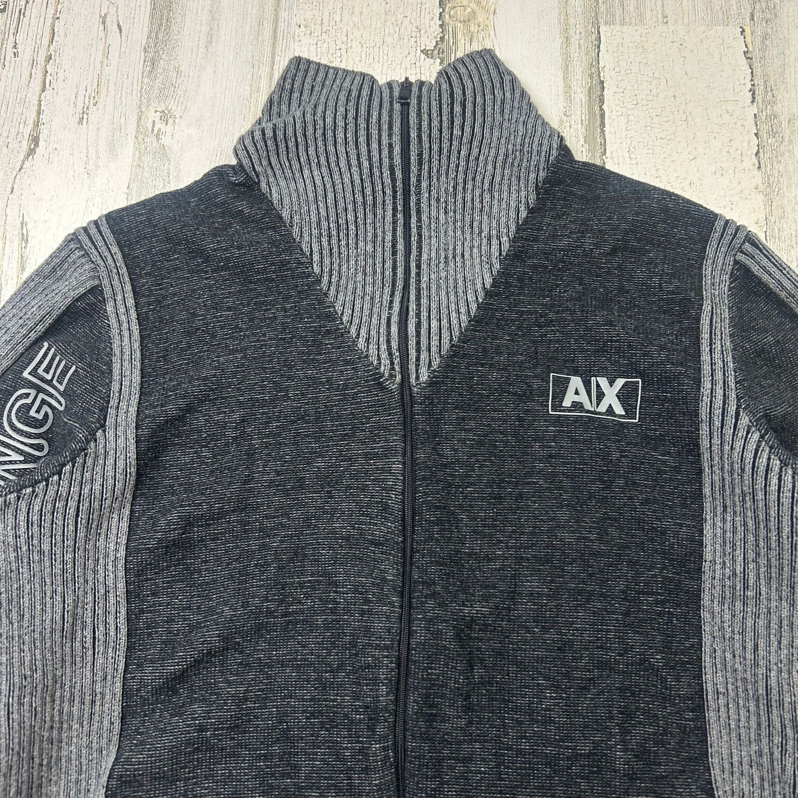 Armani Exchange Armani Exchange Full-Zip Sweater Gray Black Size Men's Large Size US L / EU 52-54 / 3 - 2 Thumbnail