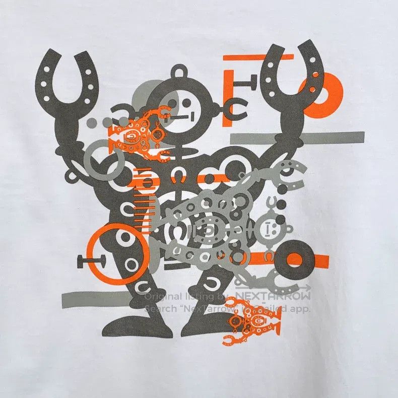 Hermes Hermes White robot print cotton round-neck short-sleeve T- Size XXL / US 16-18 / IT 52-54 - 4 Thumbnail