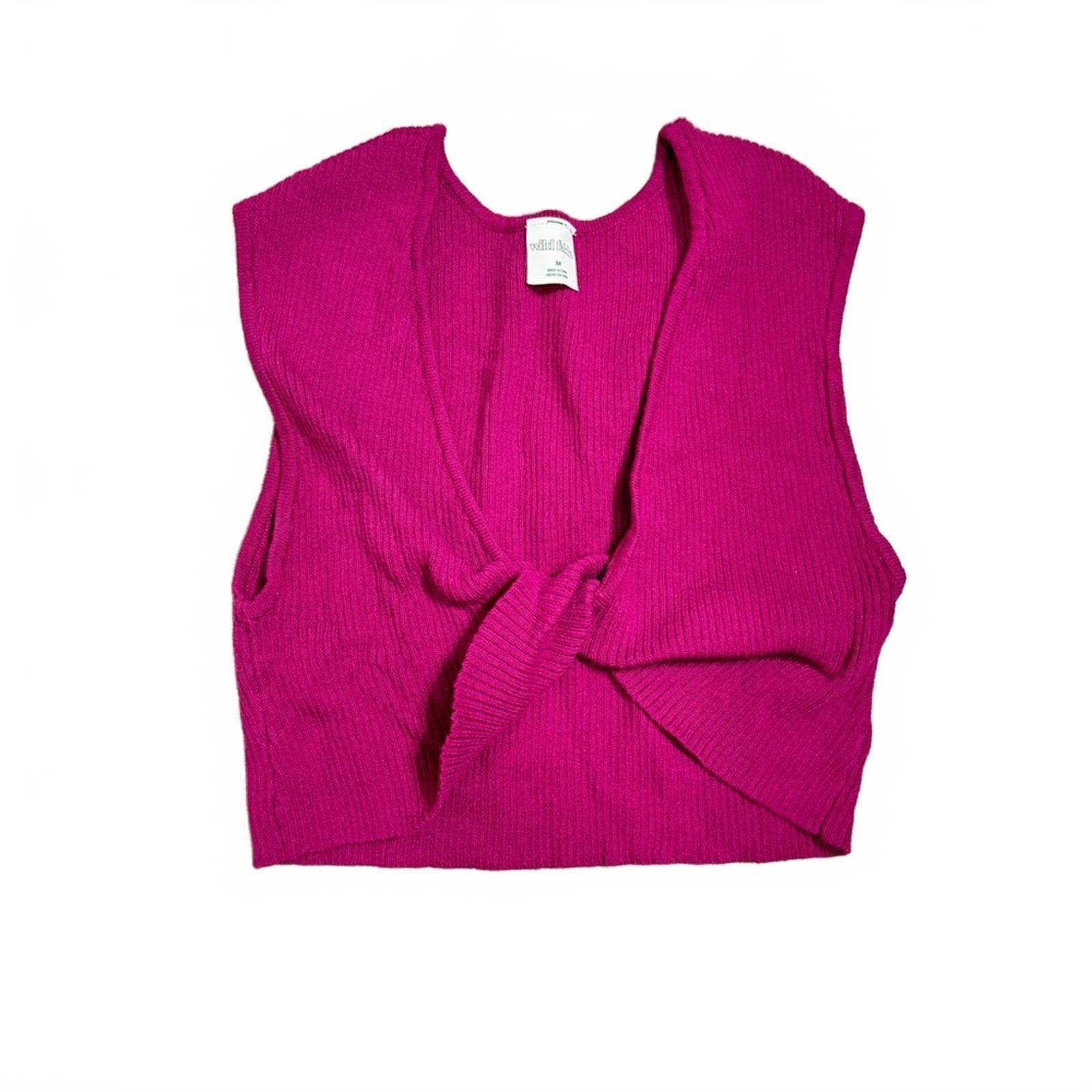 Designer Wild Fable Magenta Knit Crop Vest Sleeveless Tank Top- Sz M Size M / US 6-8 / IT 42-44 - 1 Thumbnail