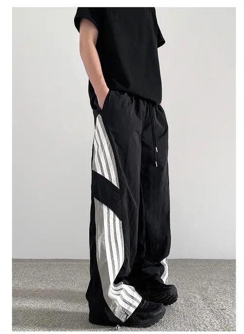 Japanese Brand Katagiri x Kita Black Baggy Striped Sweatpants Size US 30 / EU 46 - 1 Thumbnail