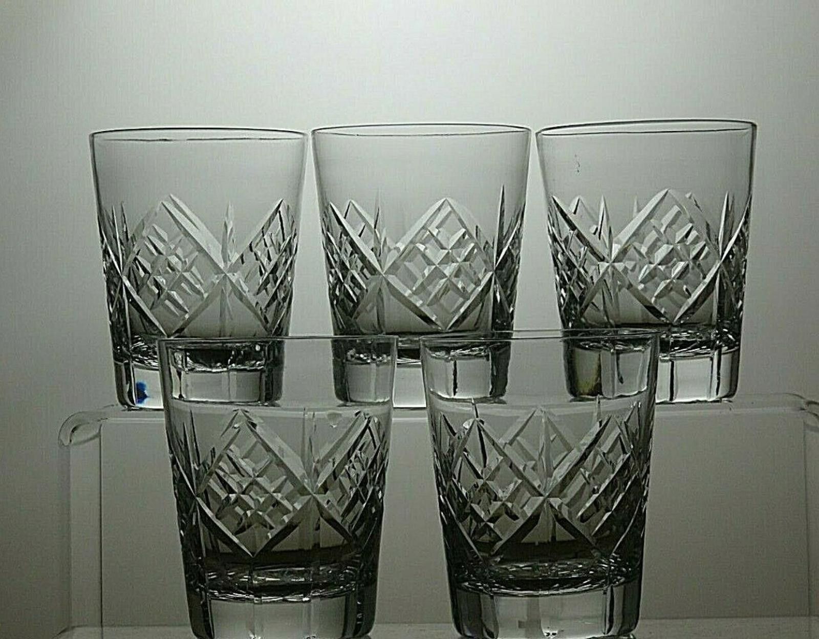 The Unbranded Brand Lead Crystal Cut Glass Set Of 5 Tumblers 3 1/4" Size ONE SIZE - 2 Thumbnail