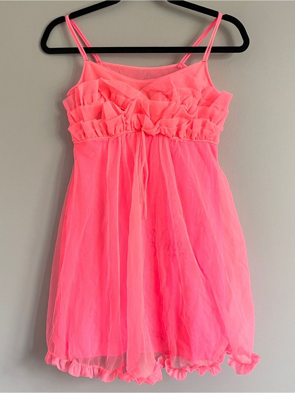 Vintage Vintage 60s Fluoro Pink Nylon Chiffon Babydoll Nightie - XS Size XS / US 0-2 / IT 36-38 - 9 Thumbnail