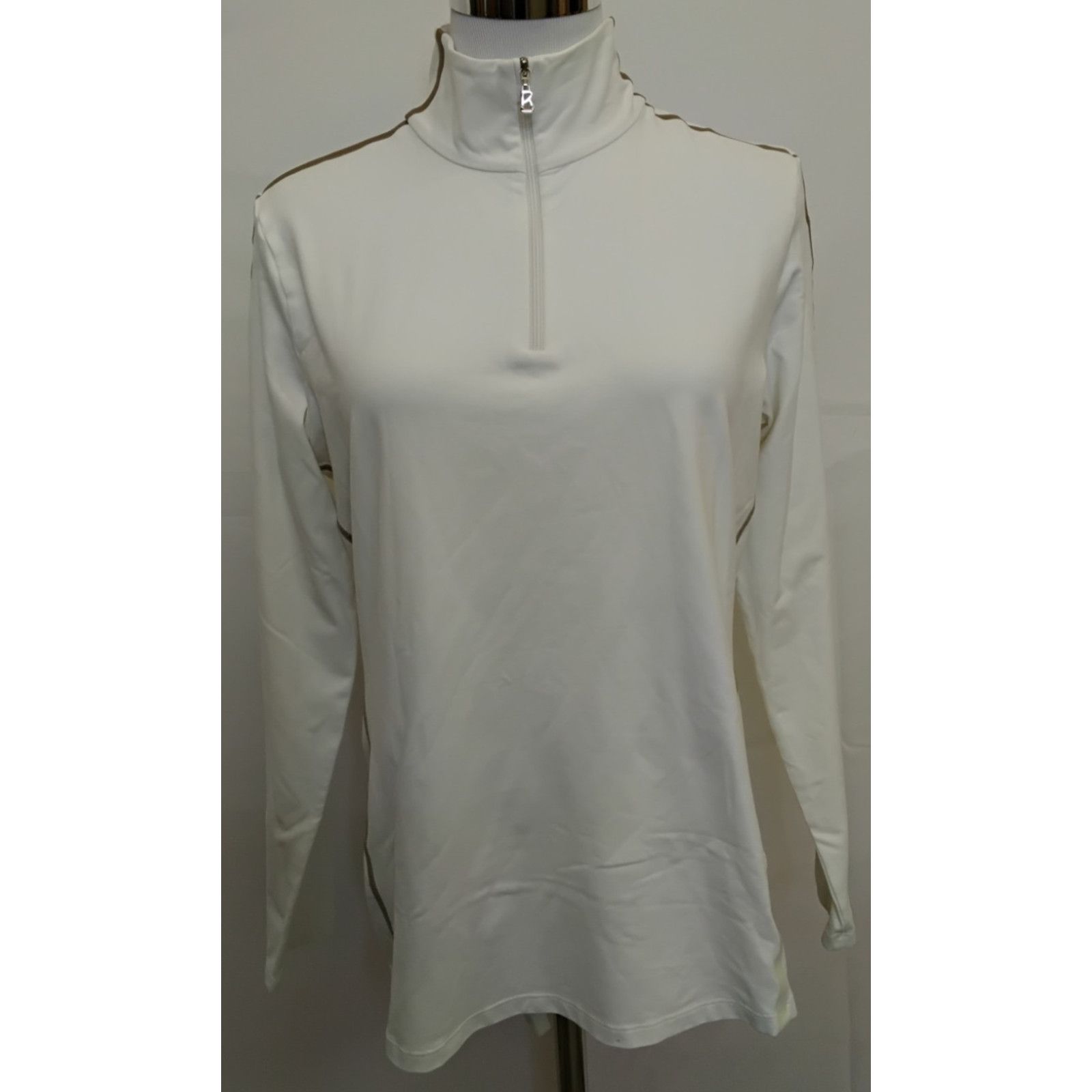 Bogner Bogner 1/4 Zip Base Layer Women's L White w/ Gold Stripe Size L / US 10 / IT 46 - 2 Thumbnail