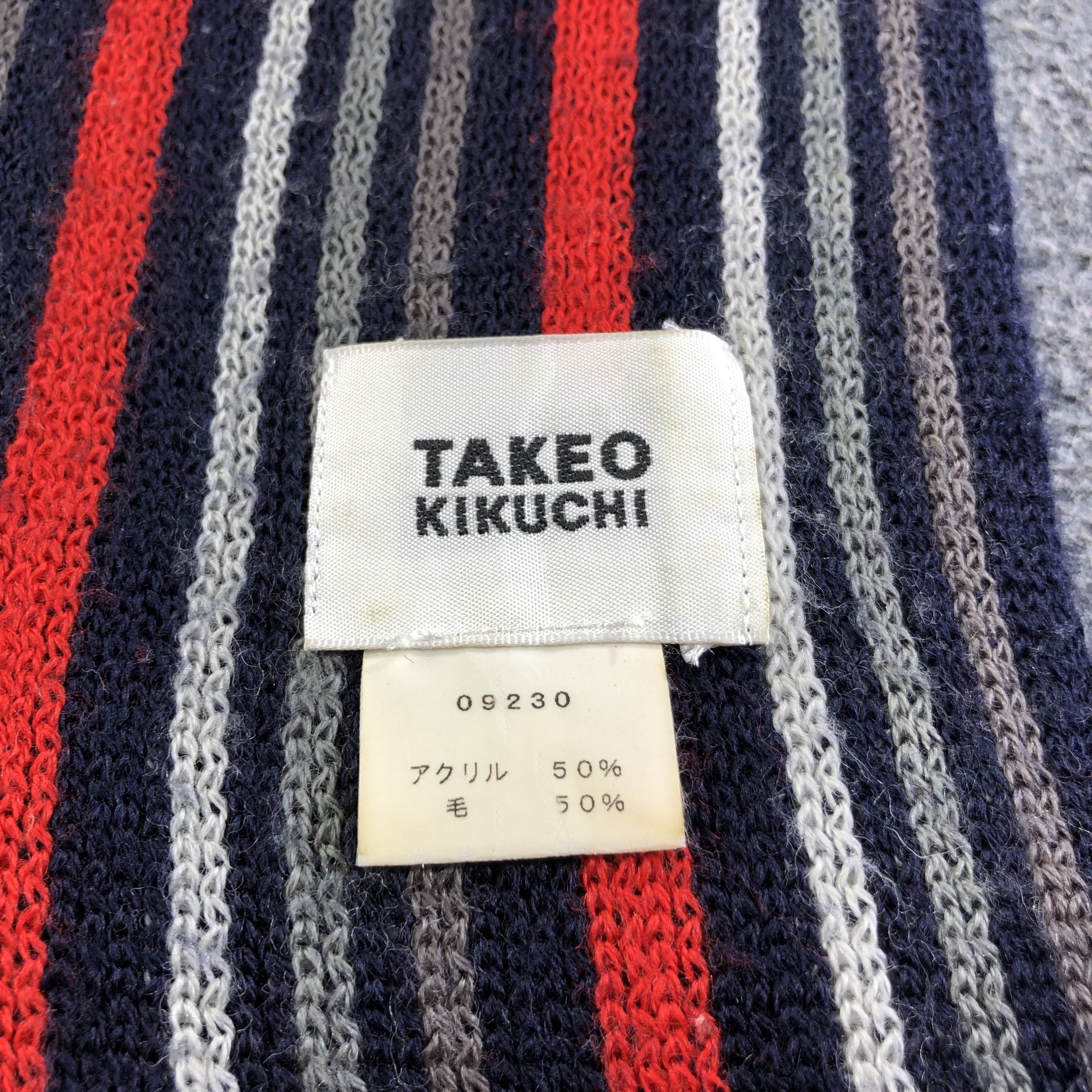 Takeo Kikuchi Takeo Kikuchi Striped Knit Wool Scarf Muffler V1859 Size ONE SIZE - 4 Thumbnail