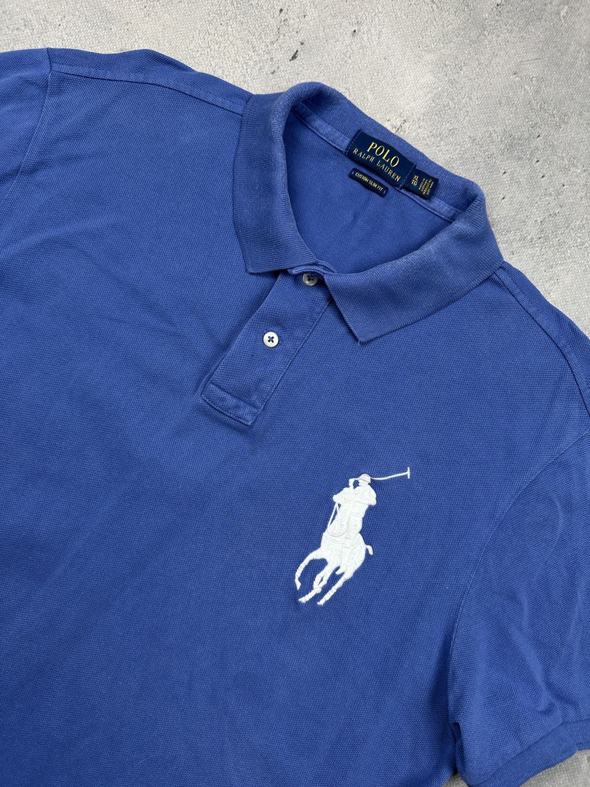 Polo Ralph Lauren Polo Ralph Lauren Royal Blue Big Pony Custom Slim Fit Polo Size US XL / EU 56 / 4 - 9 Thumbnail