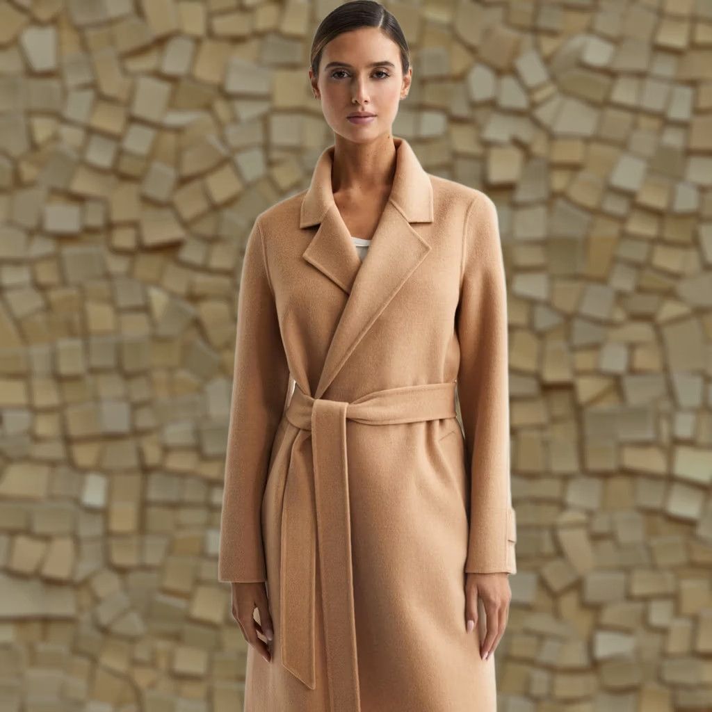 Reiss VINTAGE Reiss Coat Beige 8 UK Long Wool Blend Belted Pockets Women Size M / US 6-8 / IT 42-44 - 1 Thumbnail
