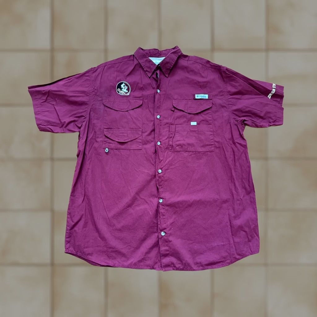 Vintage Columbia PFG Button-Up Shirt Mens XL Red Vest? Actually PFG Mens XL Garnet Florida State FSU Pockets Vented Fishing Shirt Size US XL / EU 56 / 4 - 1 Thumbnail