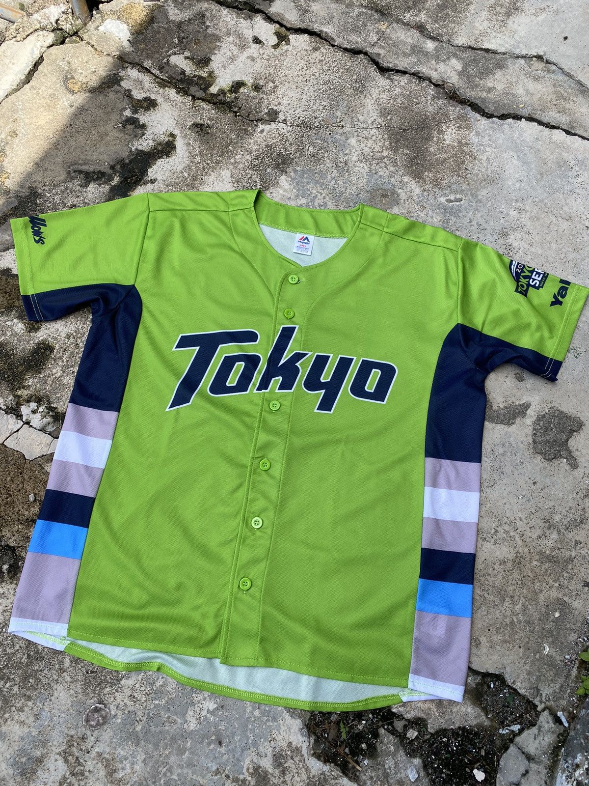 Japanese Brand × MLB Majestic Tokyo Yakult Swallows Baseball Jersey Size US XL / EU 56 / 4 - 2 Thumbnail