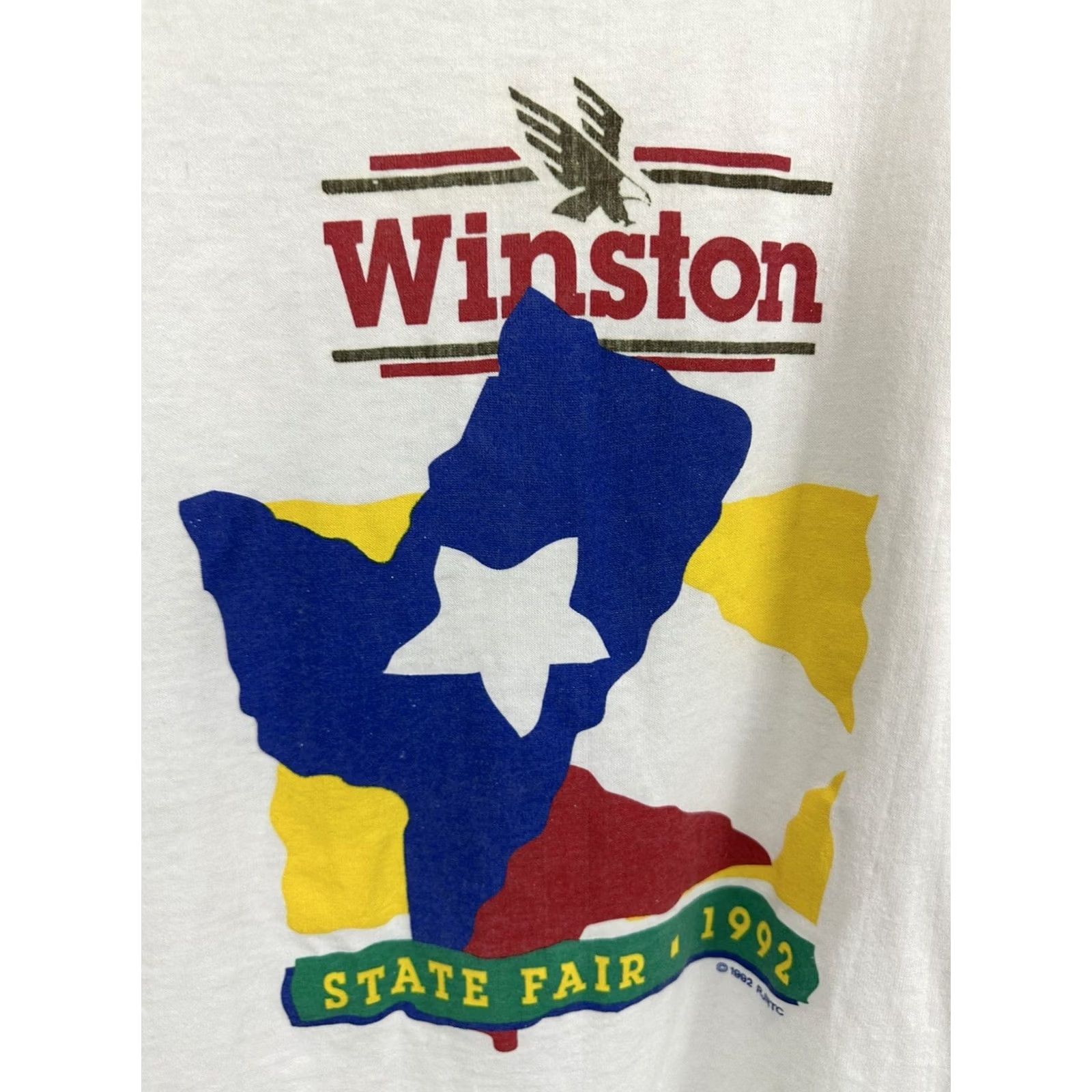 Vintage VINTAGE 90s Winston Racing T-Shirt State Fair 1992 XL White Pocket Worn Mens Size US XL / EU 56 / 4 - 6 Thumbnail