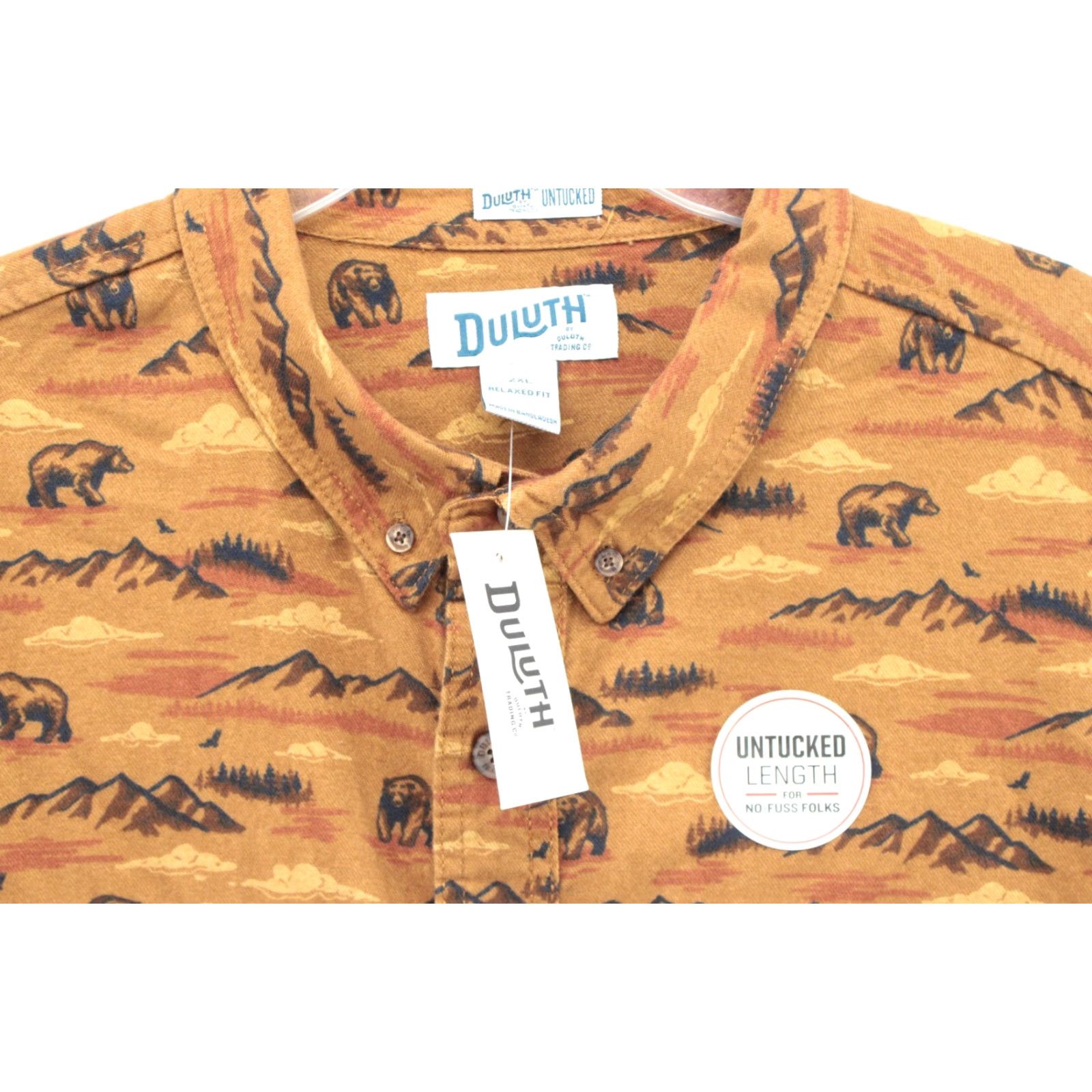 Vintage Duluth NWT Men Shirt Swingin Untucked Free Flannel Brown Bear Print Outdoors 2XL Button-Up Collared Long Sleeve Size US XXL / EU 58 / 5 - 5 Thumbnail