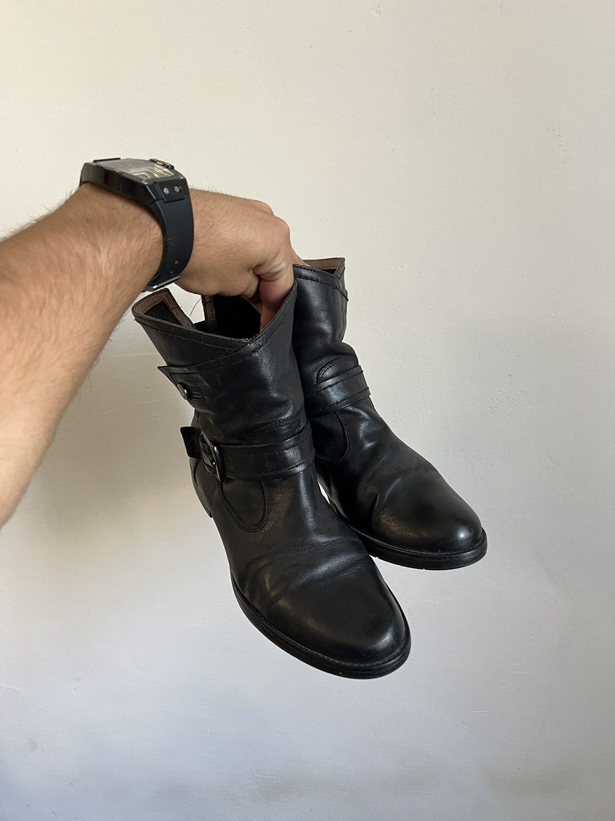 Leather Y2K vintage leather avant garde boots Rick Owen’s style Size US 8 / IT 38 - 2 Thumbnail