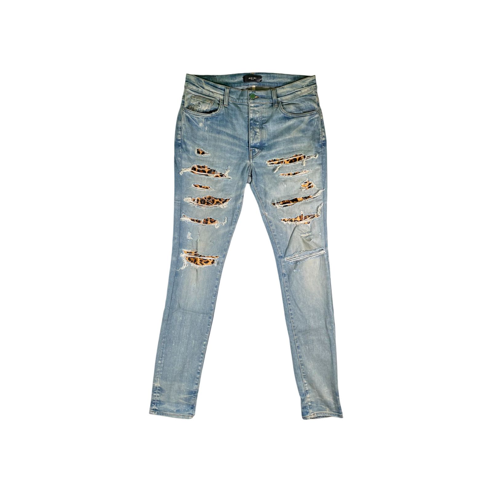 Amiri Cheetah Thrasher Patch Light Wash Jeans