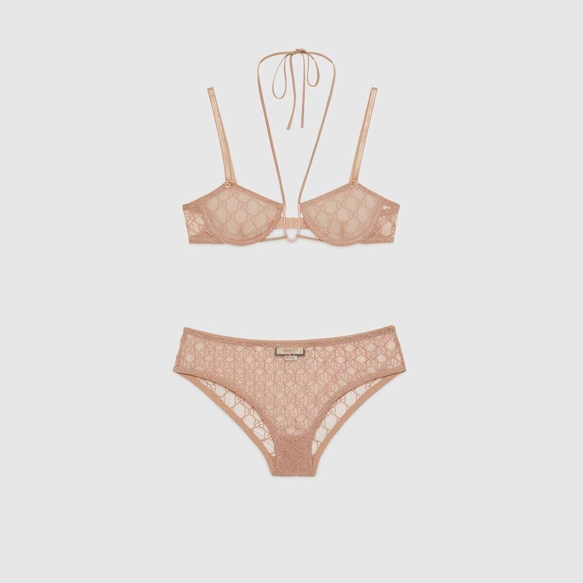 Gucci NWT GUCCI LINGERIE SET PINK GG TULLE LACE BOWS NECK AROUND H Size M / US 6-8 / IT 42-44 - 1 Thumbnail