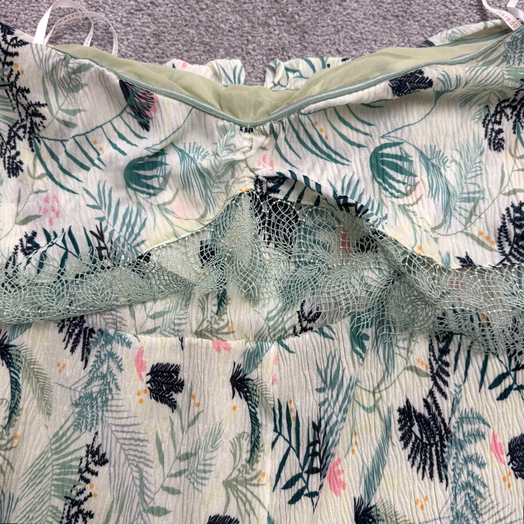 Vintage Foxiedox Jumpsuit Women Large Green Floral Sleeveless Wide-Leg Size 36" / US 14 / IT 50 - 6 Thumbnail