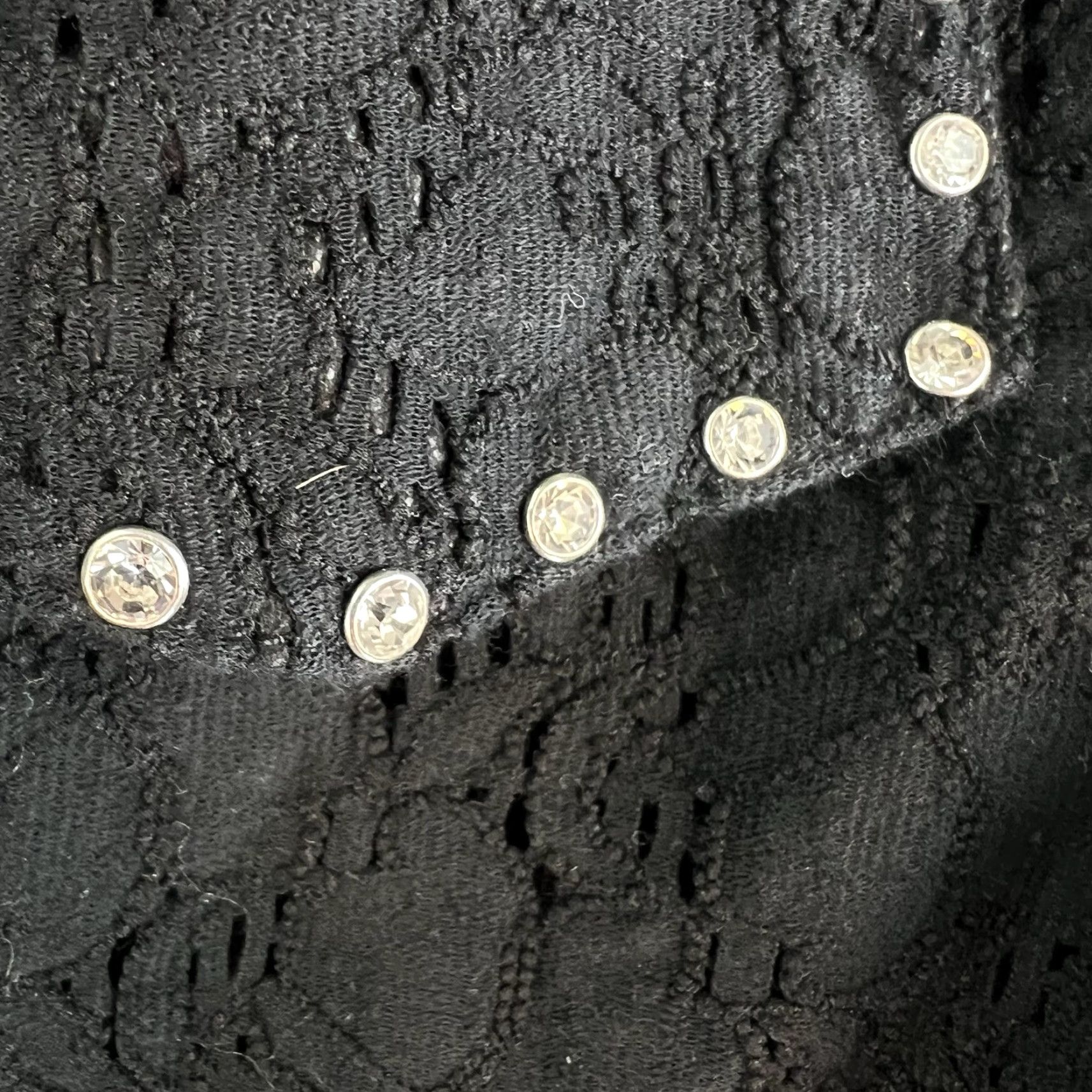 Denime Ethyl Denim Lace Rhinestones Button-Up Jacket Top Womens Size M Black Cropped Size M / US 6-8 / IT 42-44 - 5 Thumbnail