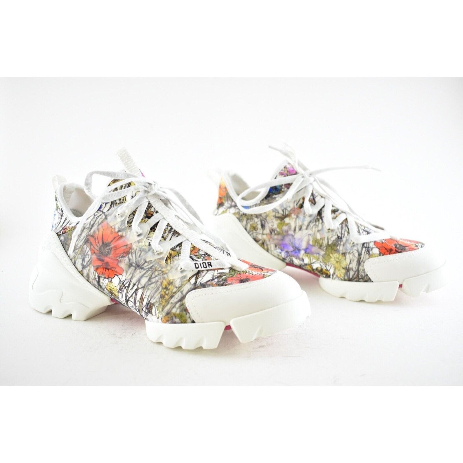 Dior D Connect Mille Fleurs Lace Up Flat Trainer Sneaker 39.5 Size US 9.5 / IT 39.5 - 2 Thumbnail