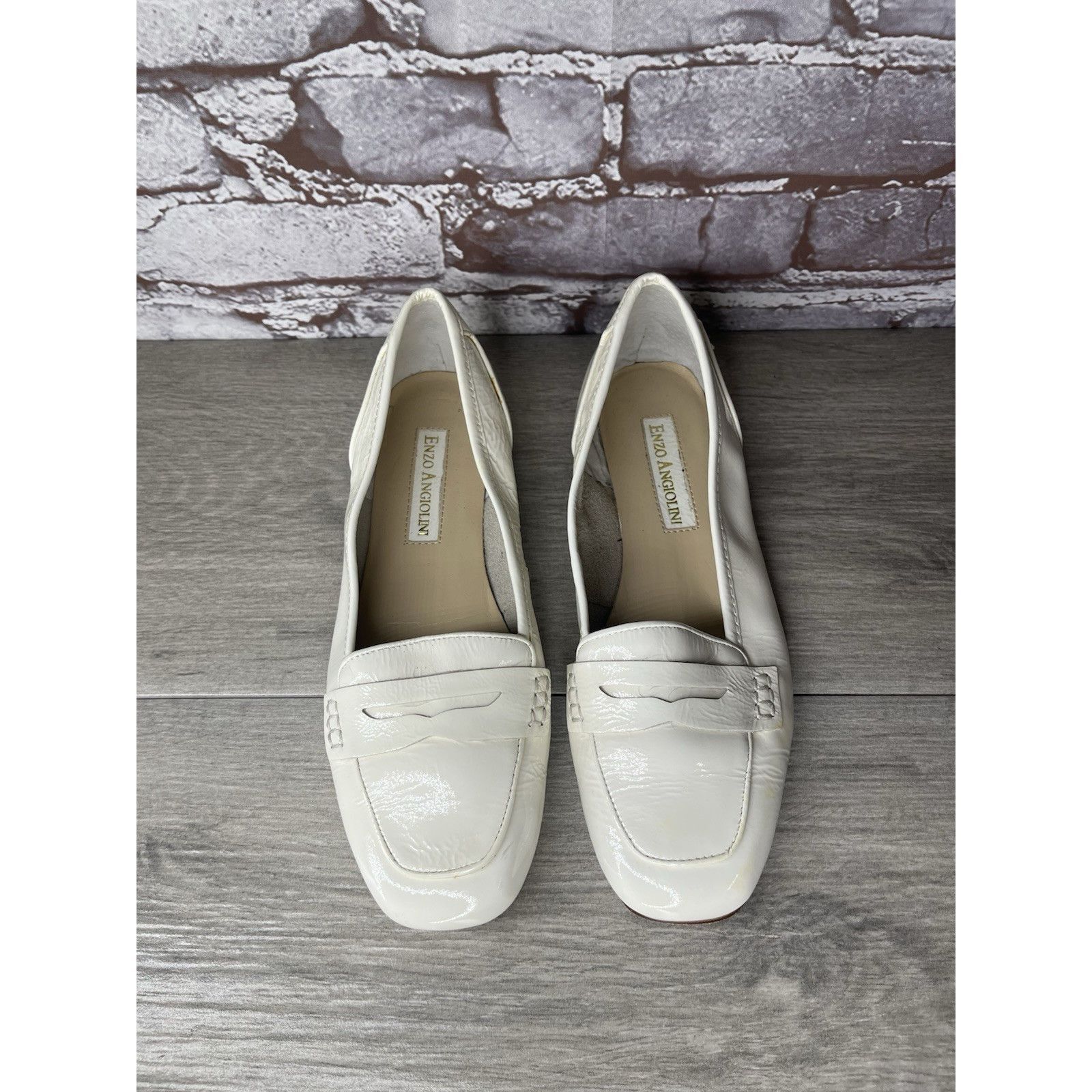 Enzo Bonafe Enzo Angiolini Ealento White Patent Leather Slip-On Loafers Size US 6.5 / IT 36.5 - 5 Thumbnail