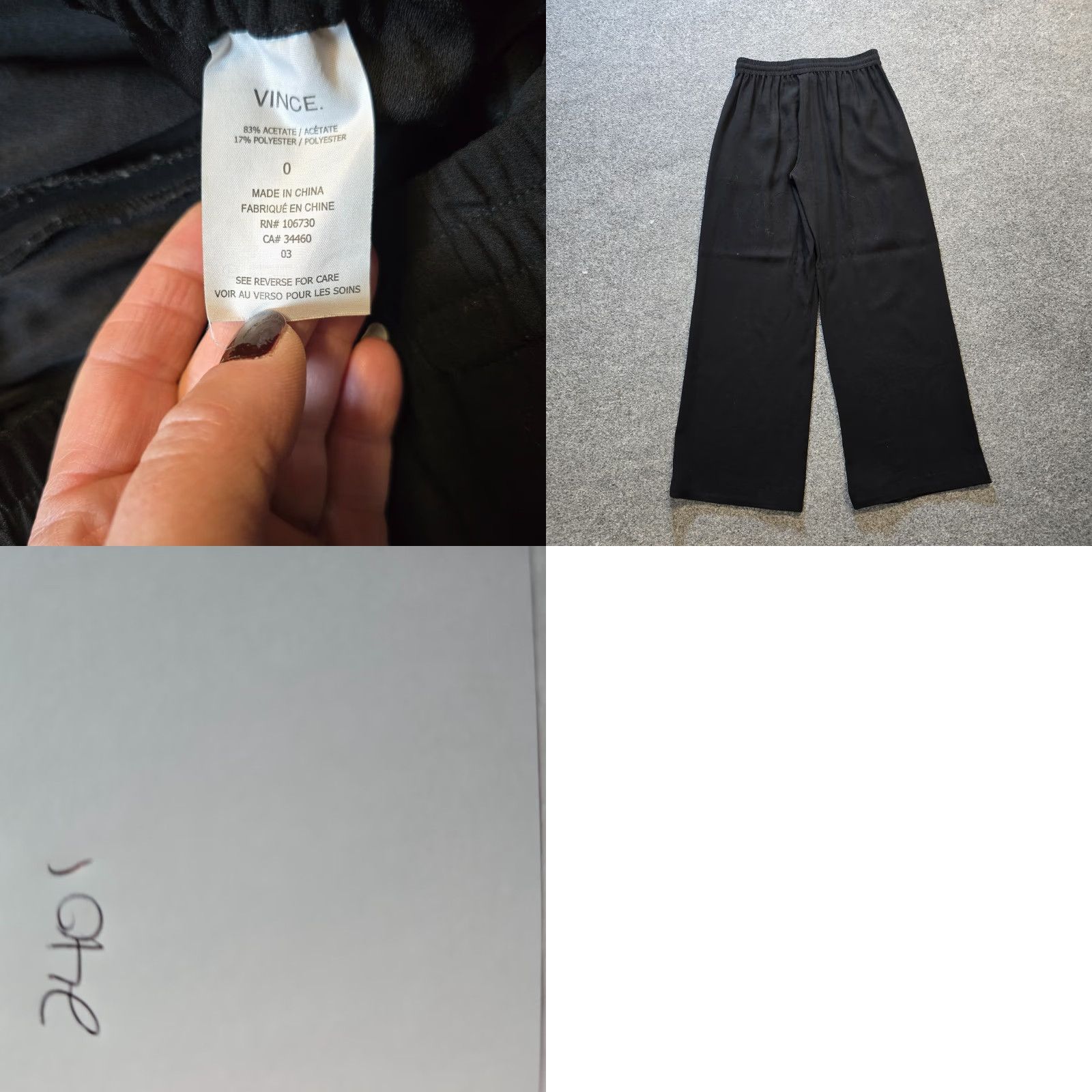 Vince Vince Pants Womens Size 0 Black Wide-Leg Pull On Pockets Casual Capsule Minimal Pants Wide-Leg 28in Inseam Womens Black Vince Pants Size 25" / US 0 / IT 36 - 8 Thumbnail