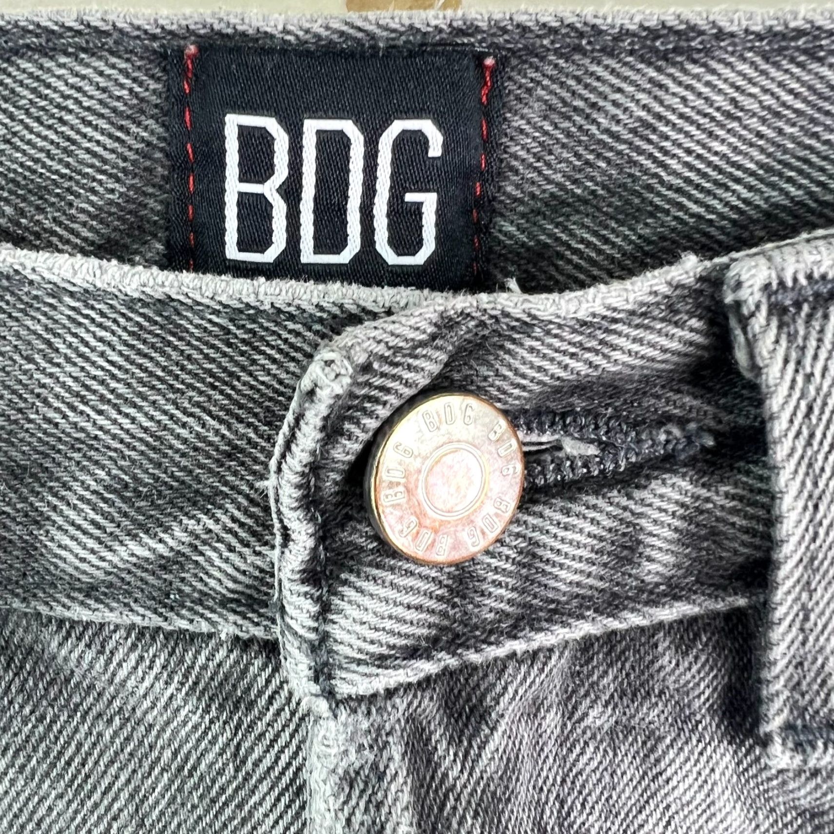 Bdg BDG Patch Slim Straight Jeans Womens 24 24X28 Black 5-Pocket High Rise Slimming Denim Patch 90s Bohemian City Size 42" / US 20 - 5 Thumbnail