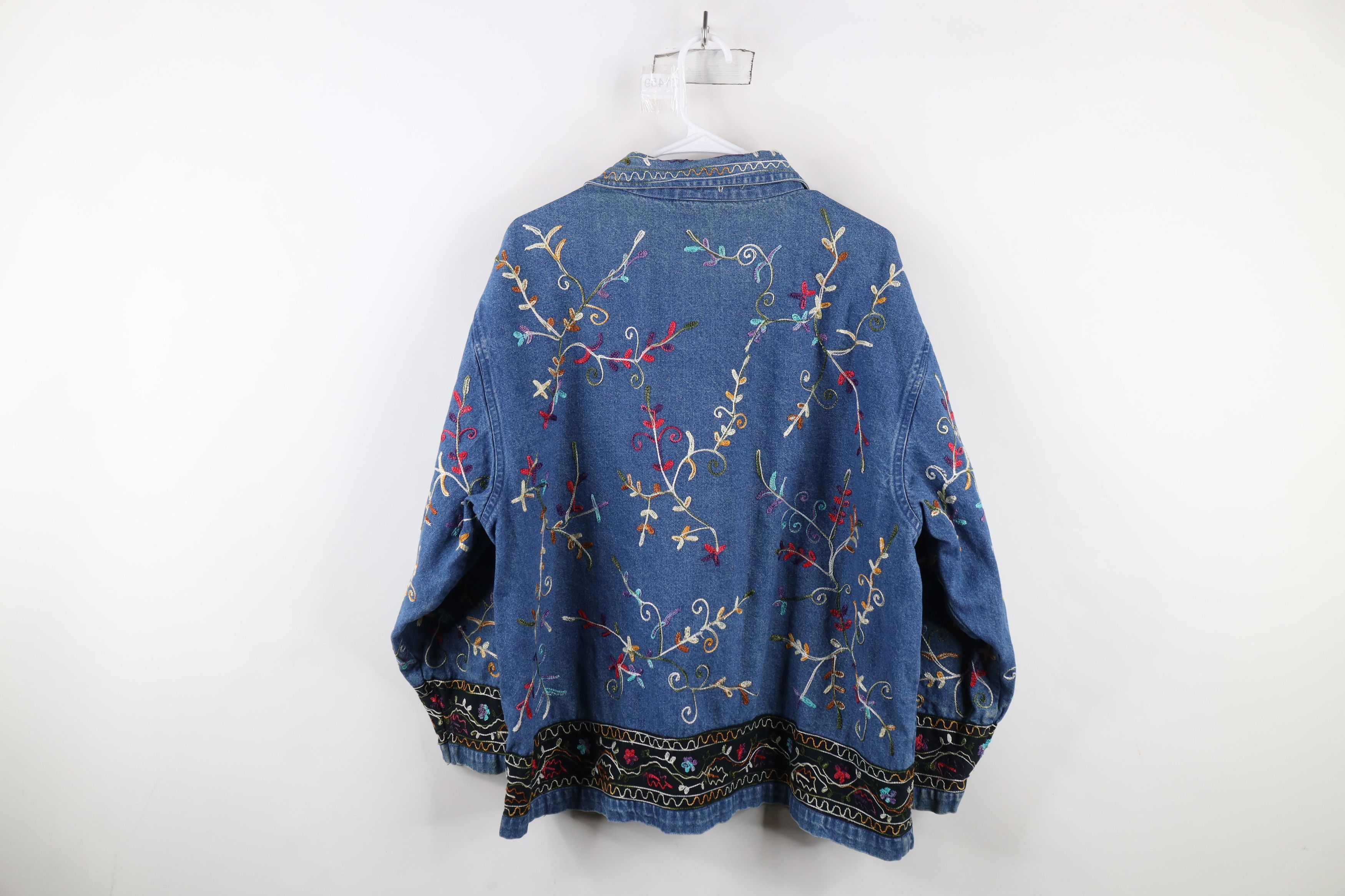 Vintage Vintage 90s Y2K Fairy Bella Embroidered Flower Denim Jacket Size XXL / US 16-18 / IT 52-54 - 10 Thumbnail