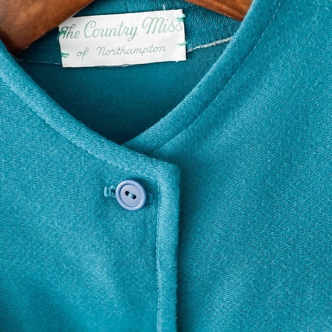 Vintage Vintage 70s/80s Teal Wool Blend Tweed Button Up Dress size S Size S / US 4 / IT 40 - 10 Thumbnail