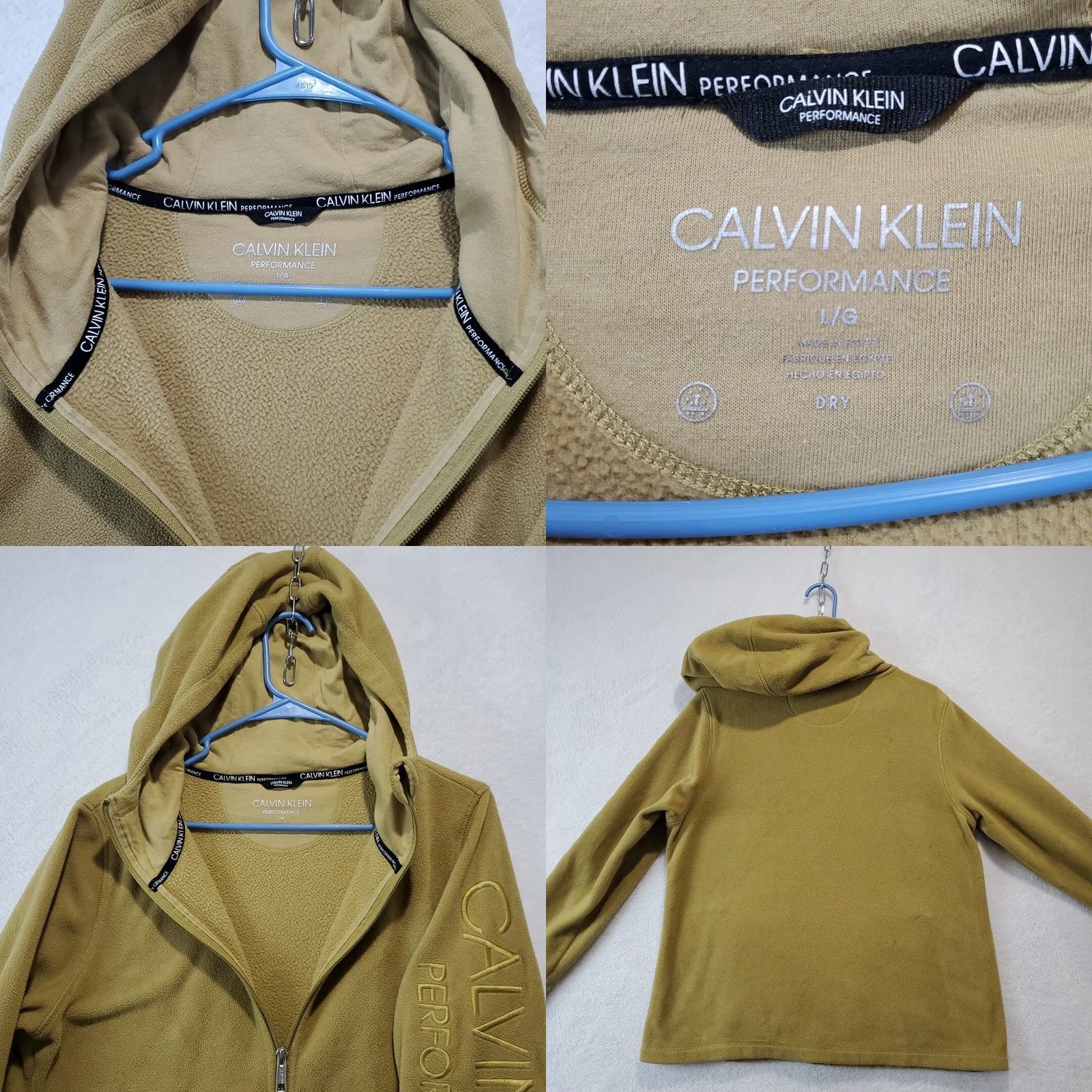 Calvin Klein Calvin Klein Performance Women's Hooded Full Zip Fleece Jacket Green Gold L Long Sleeve Pockets Embroidered Logo Solid Mid-Length Casual Fall Winter 트 Size L / US 10 / IT 46 - 8 Thumbnail