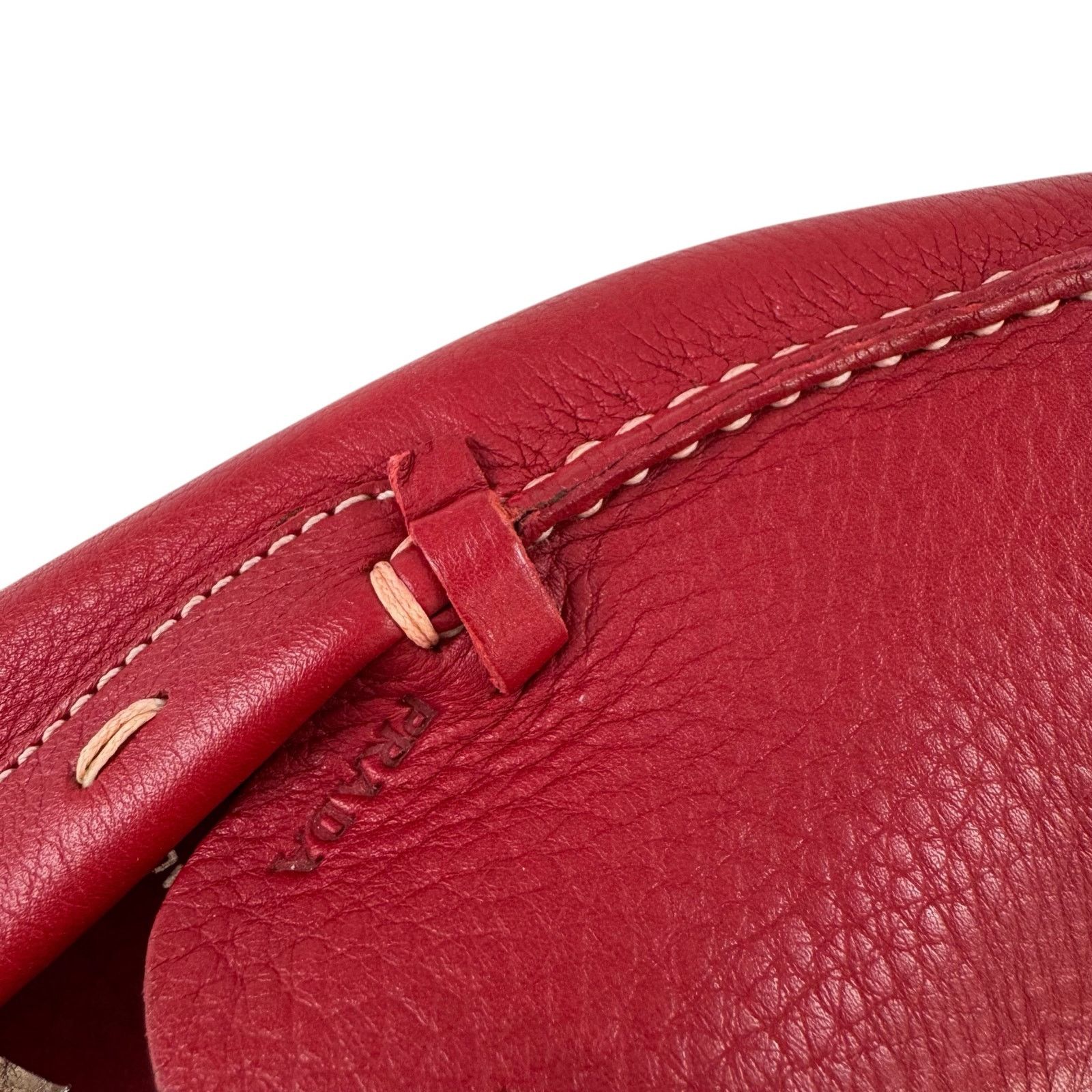 Prada Prada Red Pebbled Leather Loafers Size US 7 / IT 37 - 16 Thumbnail