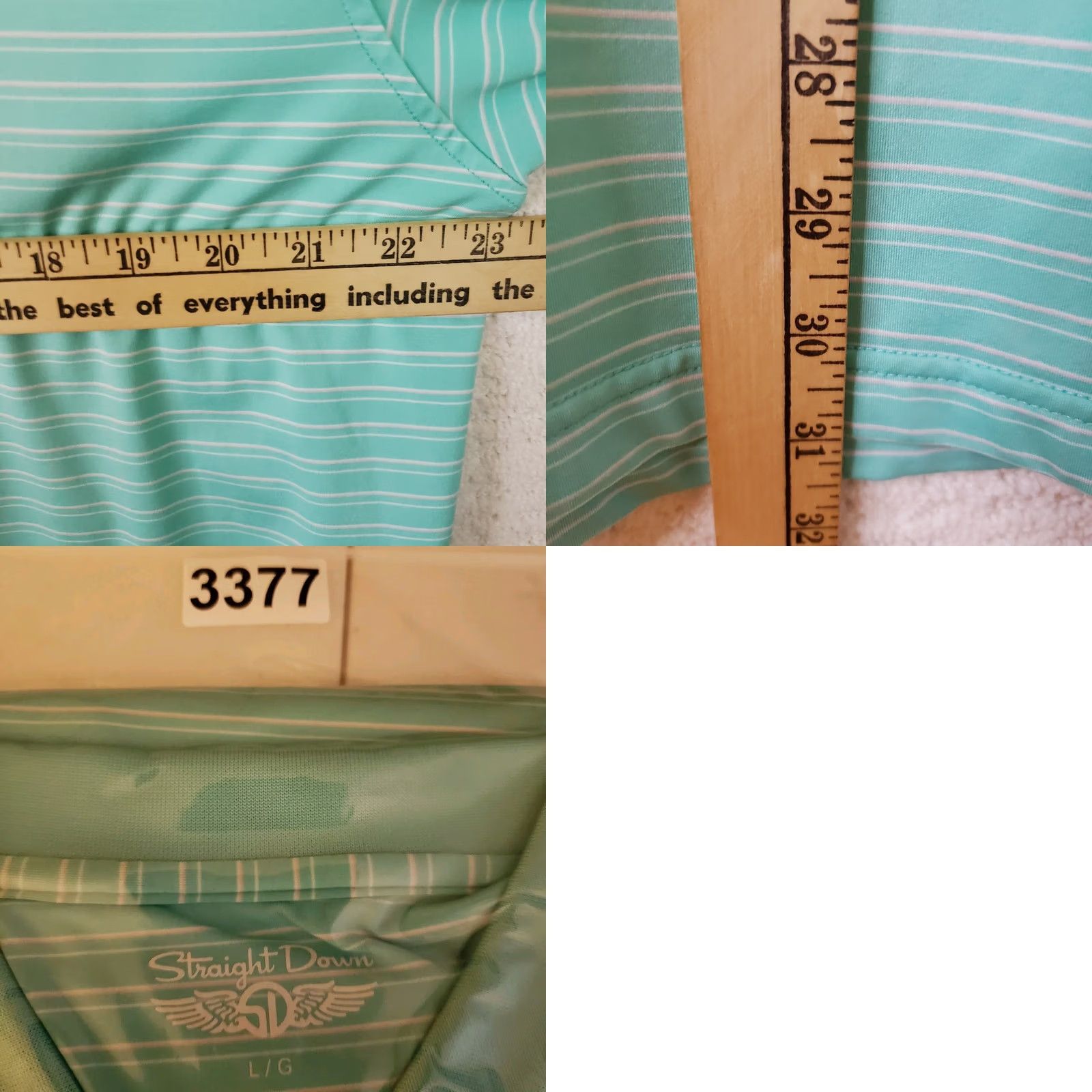 Vintage VINTAGE Straight Down Polo Shirt Mens L Green White Stripe Golf Poly Spandex Dataw Island Club Short Sleeve Logo Accents Green 90s Theme Mens Size US L / EU 52-54 / 3 - 9 Thumbnail