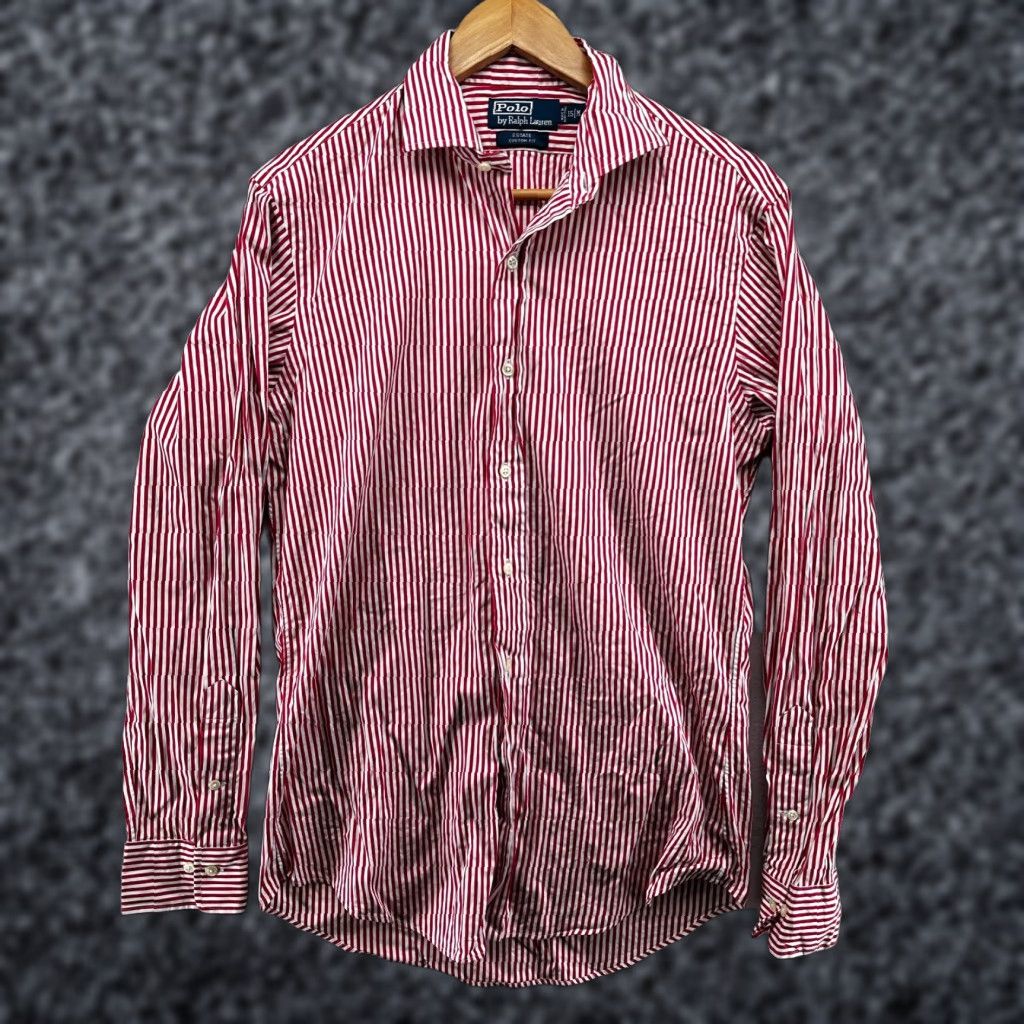 Ralph Lauren Polo By Ralph Lauren Dress Shirt Pink White Striped Custom Fit 15 M Men Shirts / Dress Shirt / Casual Formal Mens Size 40R - 1 Thumbnail