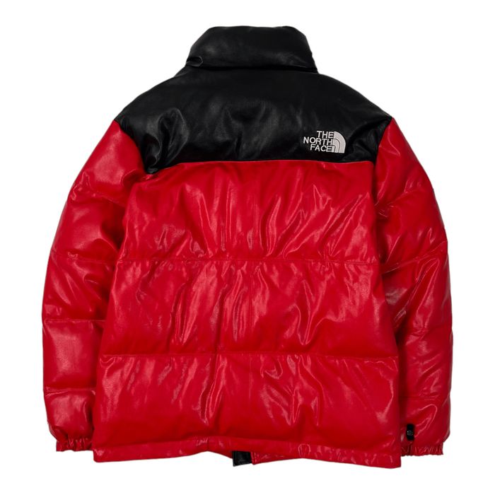 Supreme Supreme The North Face Leather Nuptse Jacket Red Pre-Owned