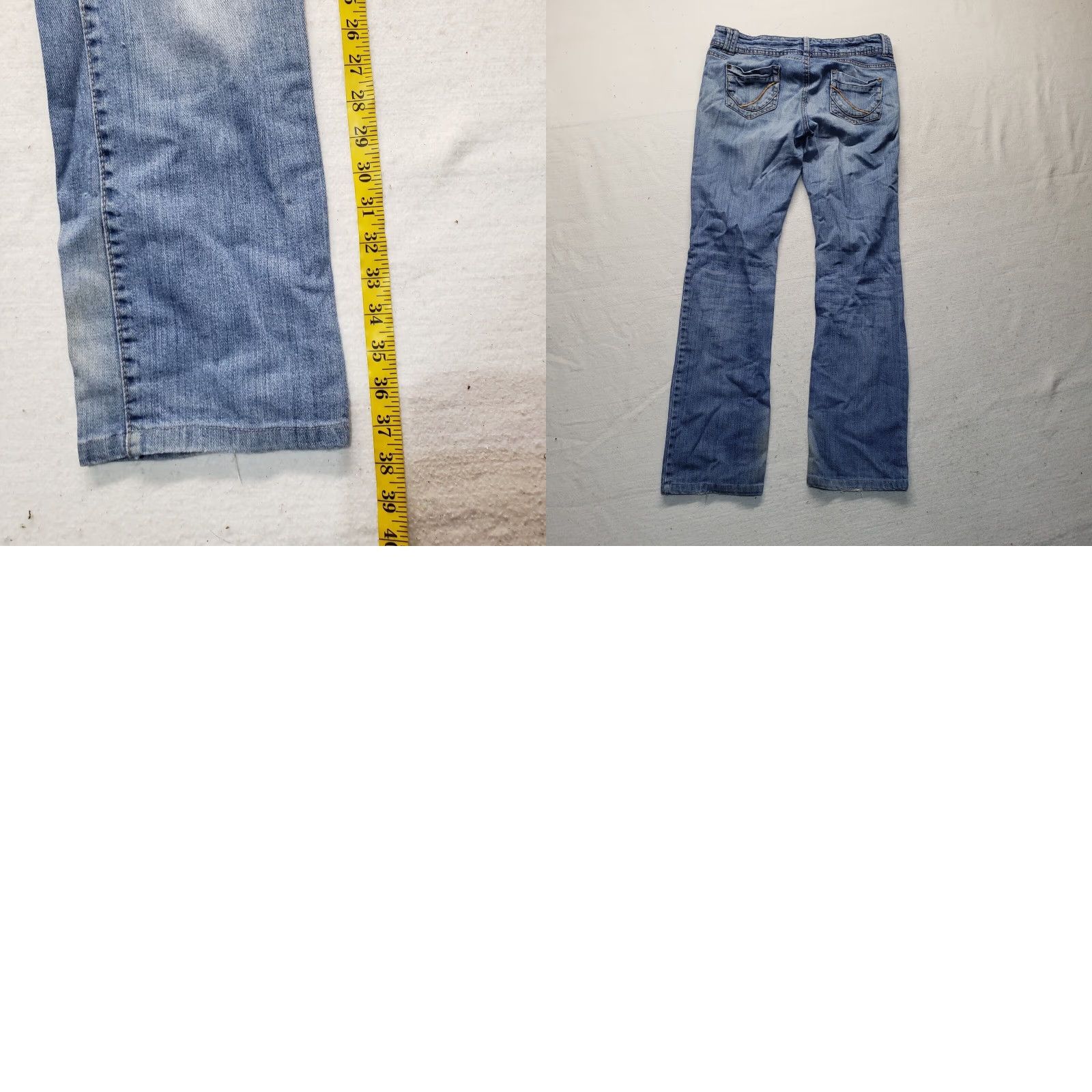 Denime Promod Jeans Adult Women Size 12 Blue Denim Distressed Stretch Low Rise 5-Pocket Straight Womens Size 34" / US 12 / IT 48 - 8 Thumbnail