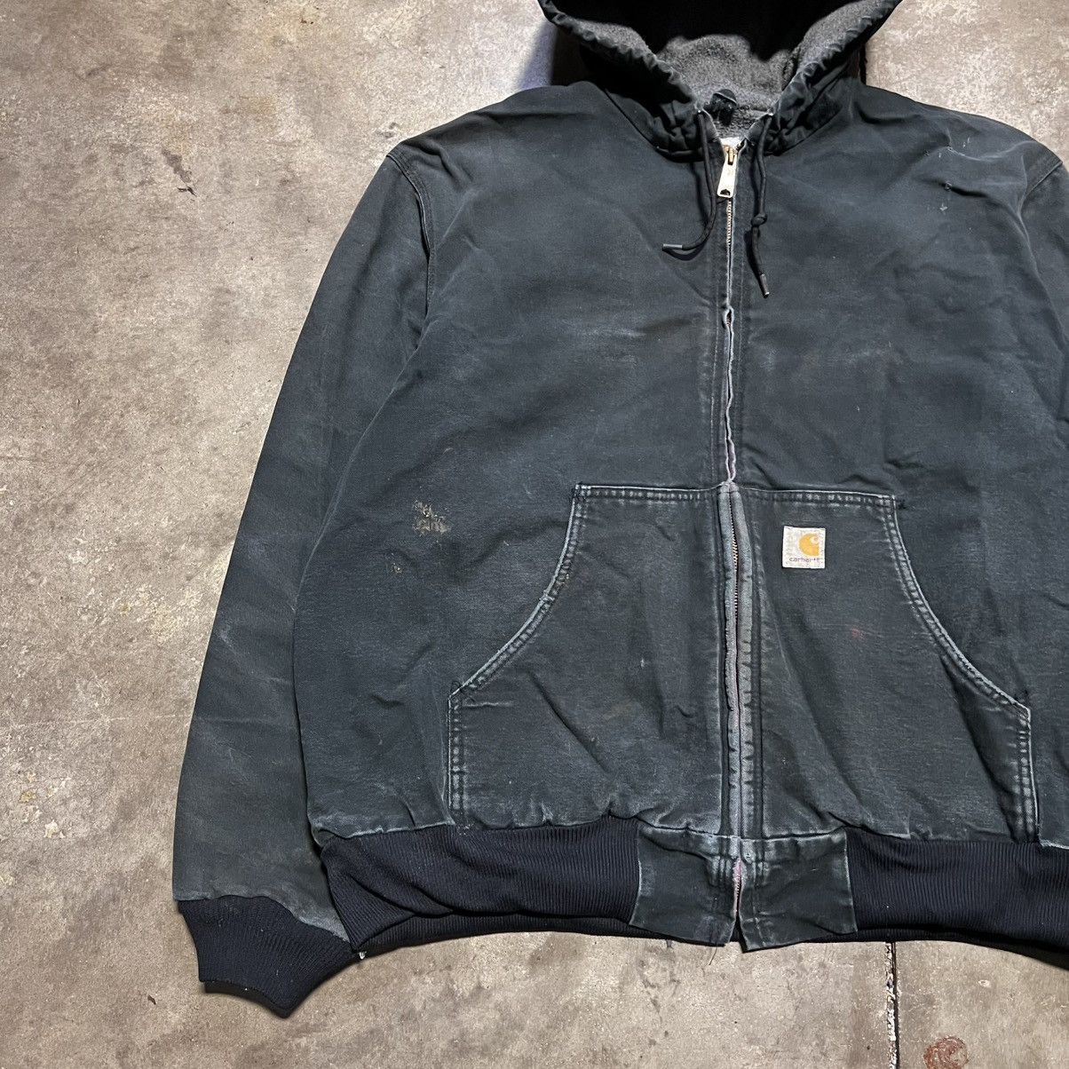 Carhartt Vintage Carhartt Hooded Active Jacket Black Faded Distressed Size US XXL / EU 58 / 5 - 5 Thumbnail