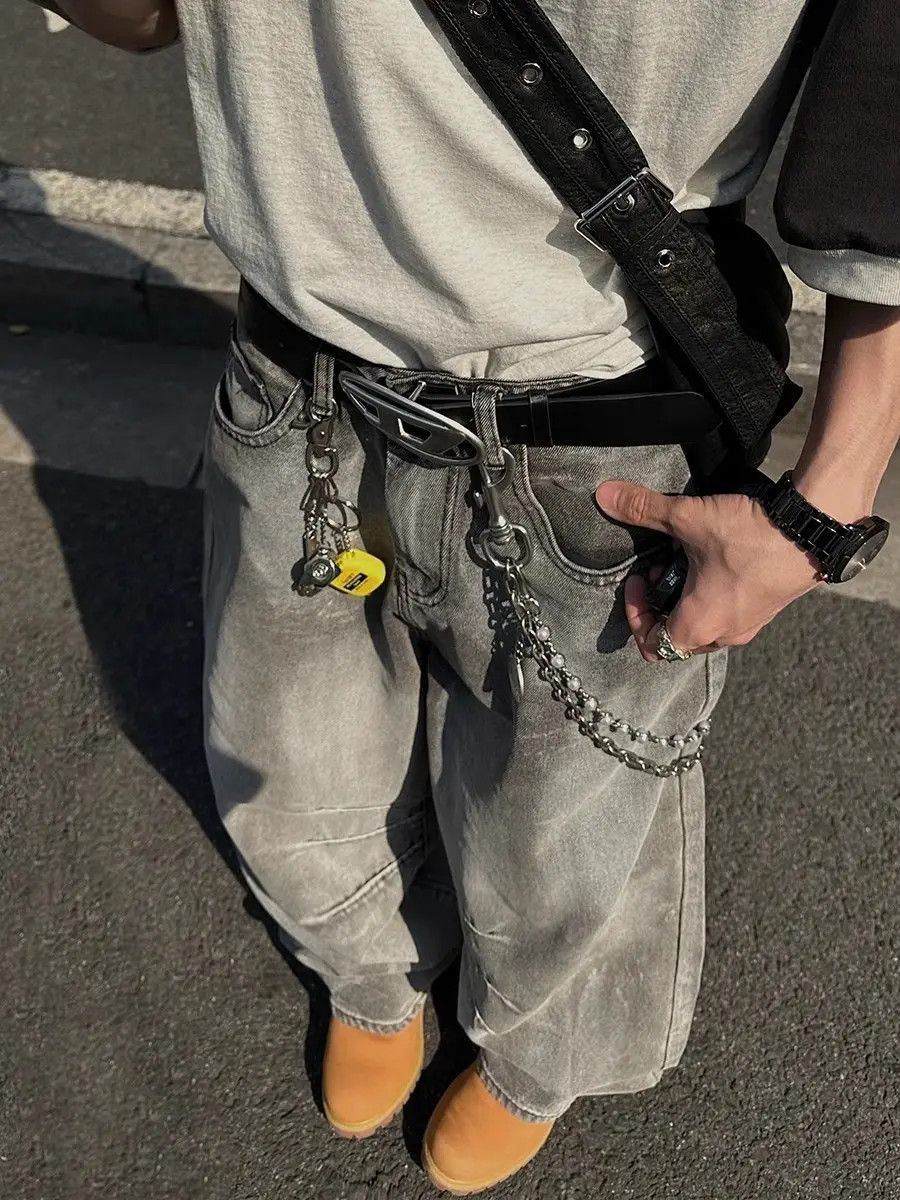 Japanese Brand × Jean Loose straight leg washed denim jeans Vintage Design Size US 32 / EU 48 - 3 Thumbnail