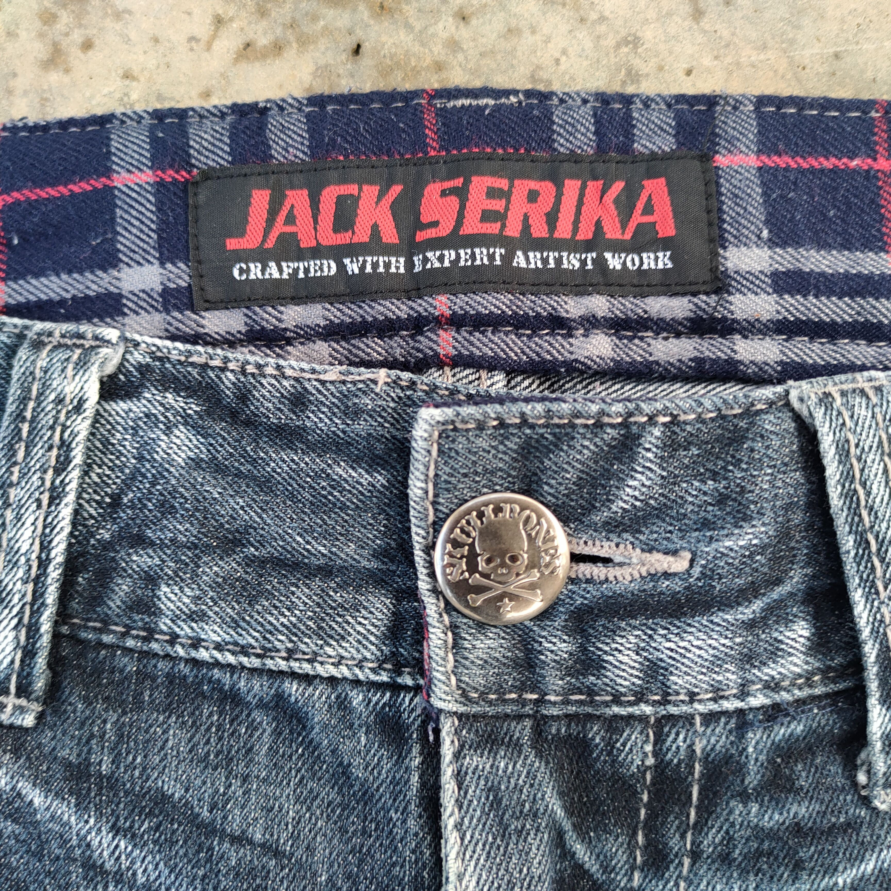 Japanese Brand × Jean × Vintage VINTAGE JACK SERIKA SKULL FADED STORM JEAN DENIM PANTS Size US 35 - 5 Thumbnail
