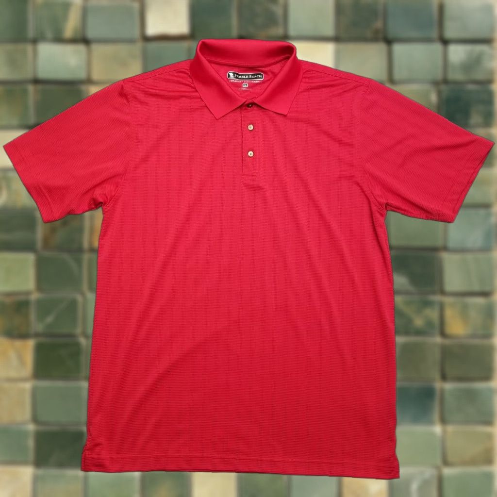 Vintage Pebble Beach Shirt Mens L Red Striped Polo Dry Luxe Performance Golf Casual Size US L / EU 52-54 / 3 - 1 Thumbnail